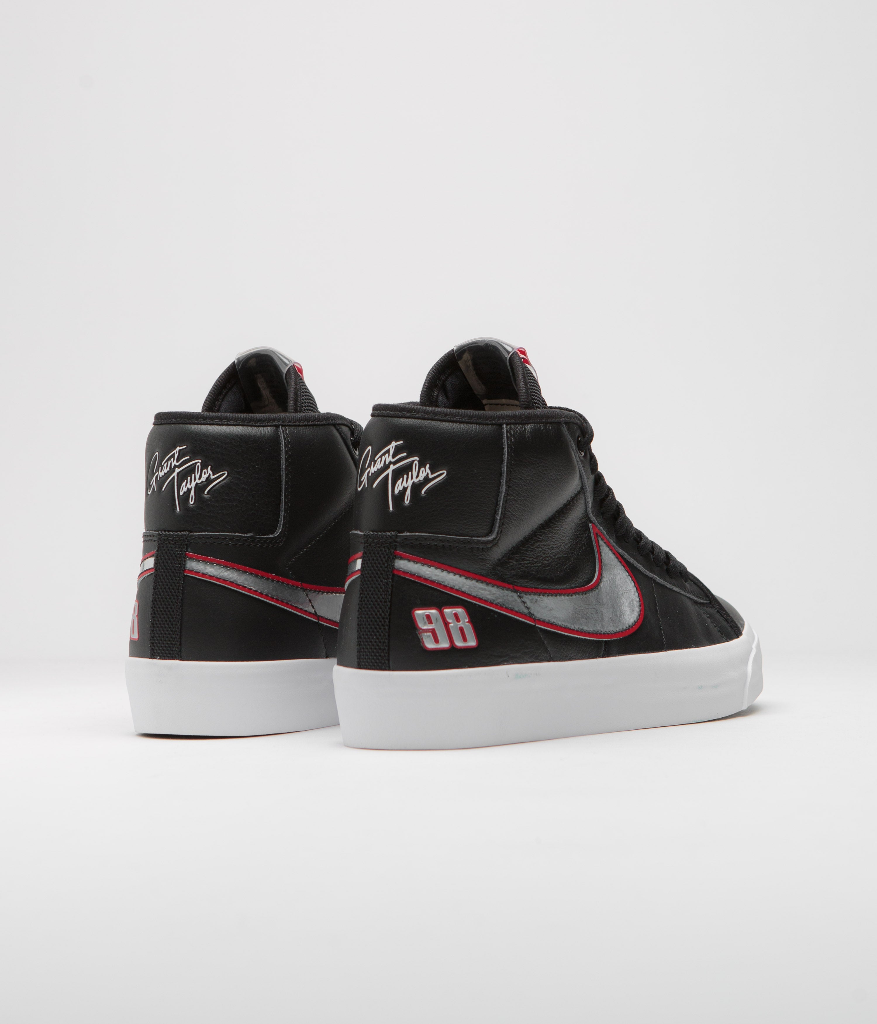 Nike SB Blazer Mid Pro GT Shoes - Black / Metallic Silver - University Red