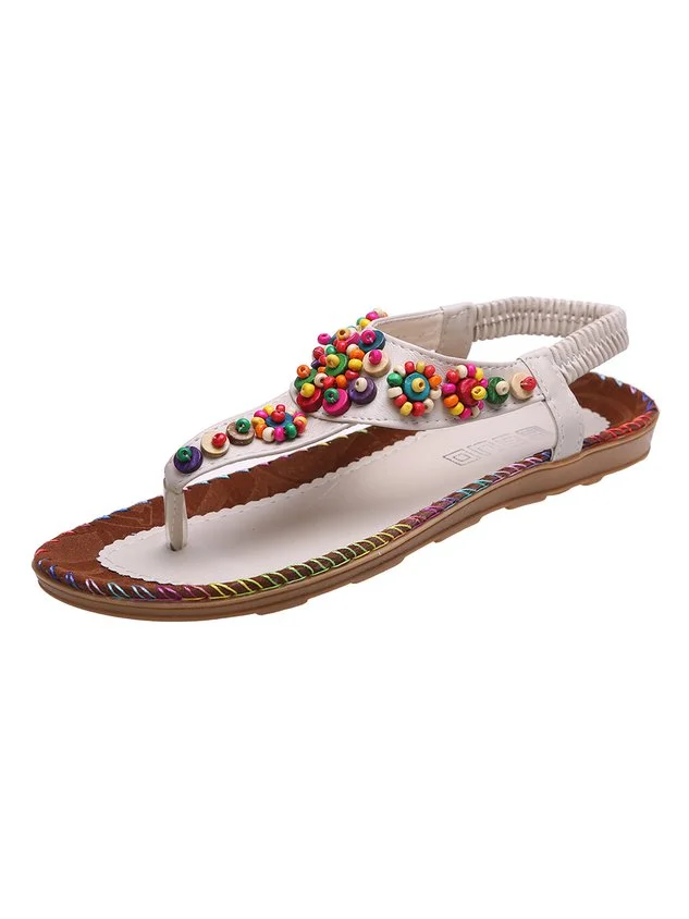 Multicolor Beaded Ethnic Bohemian Beach Sandals