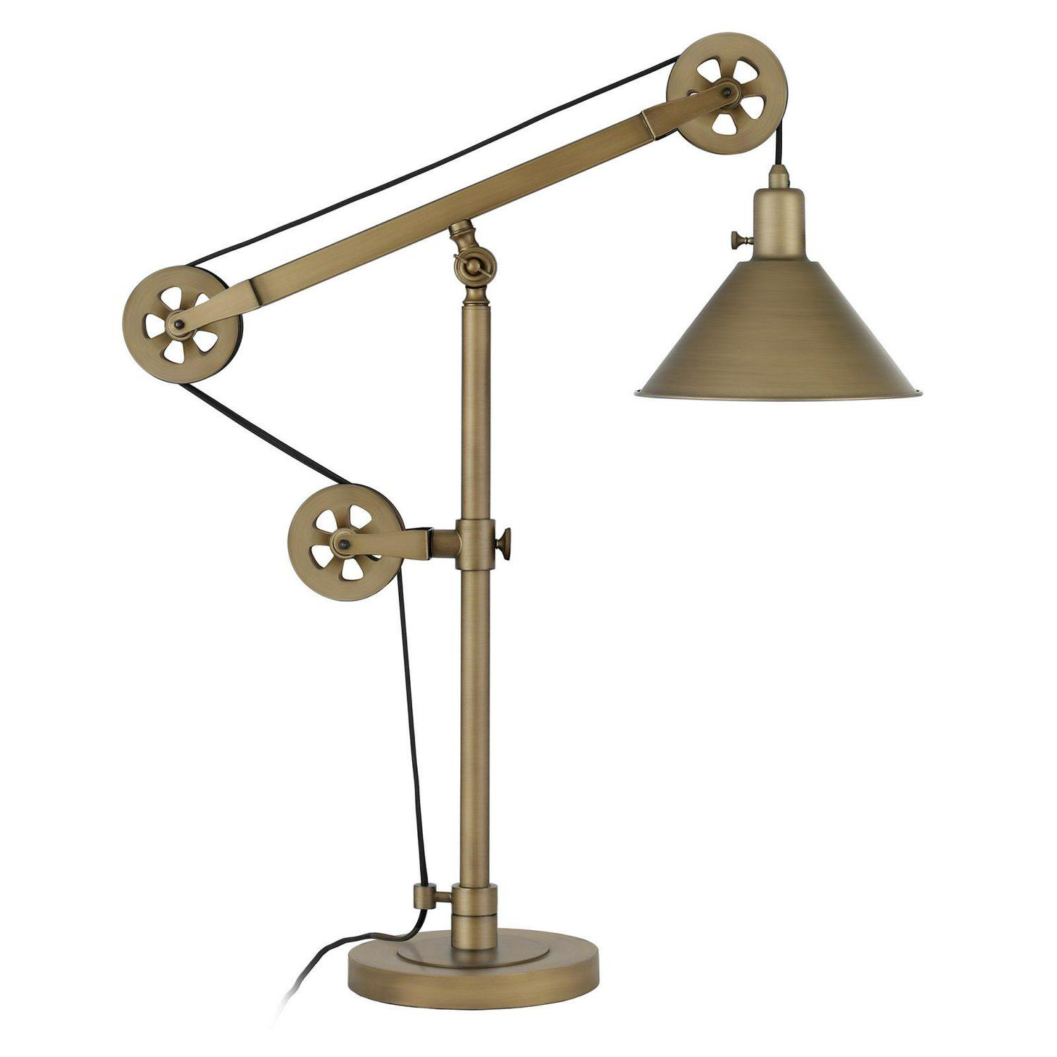 EvelynandZoe Traditional Metal Table Lamp with Pulley System