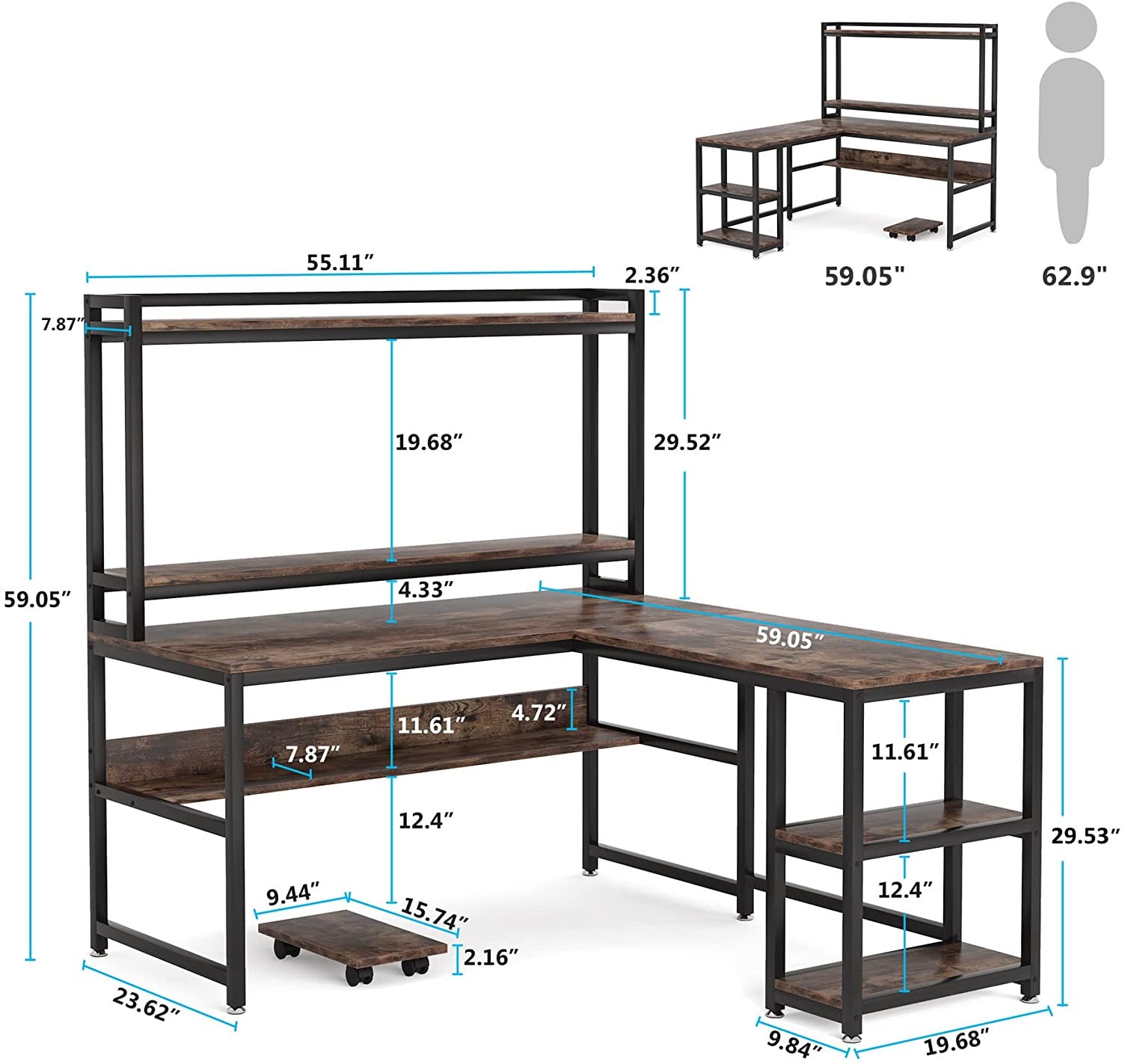 Reversible L-Shaped Desk, 59