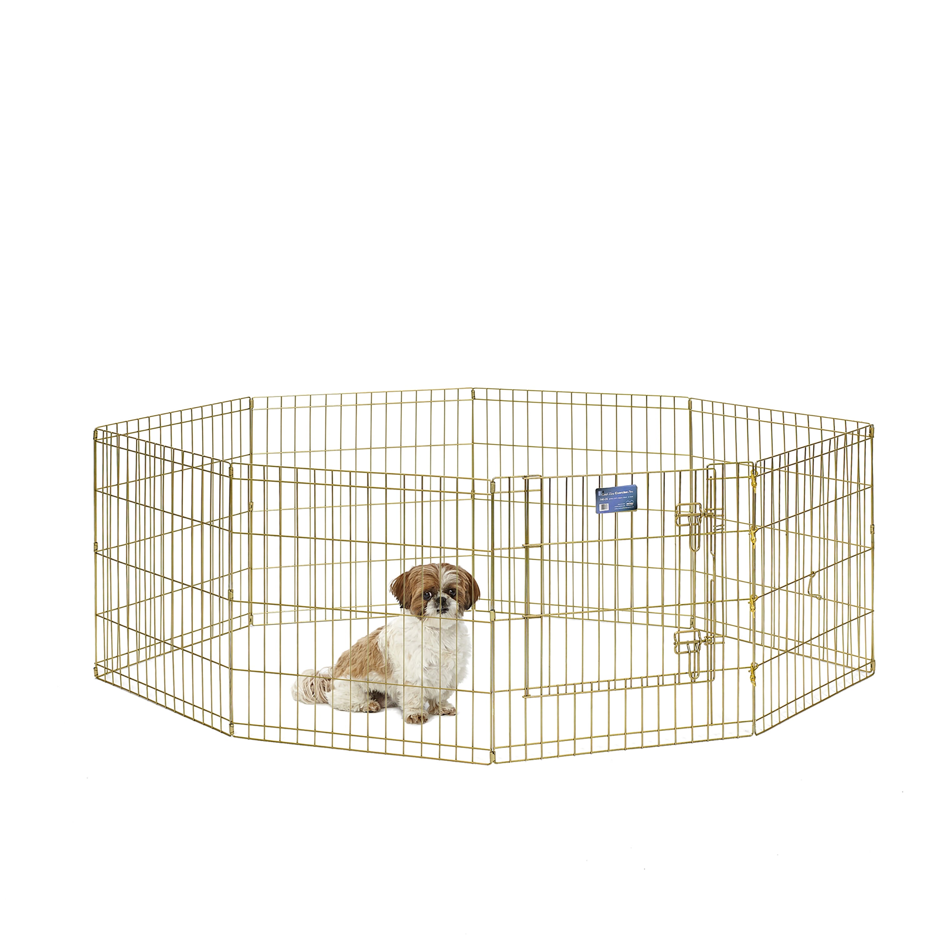 MidWest Homes For Pets Metal Exercise Dog Playpen No Door， Gold， 24