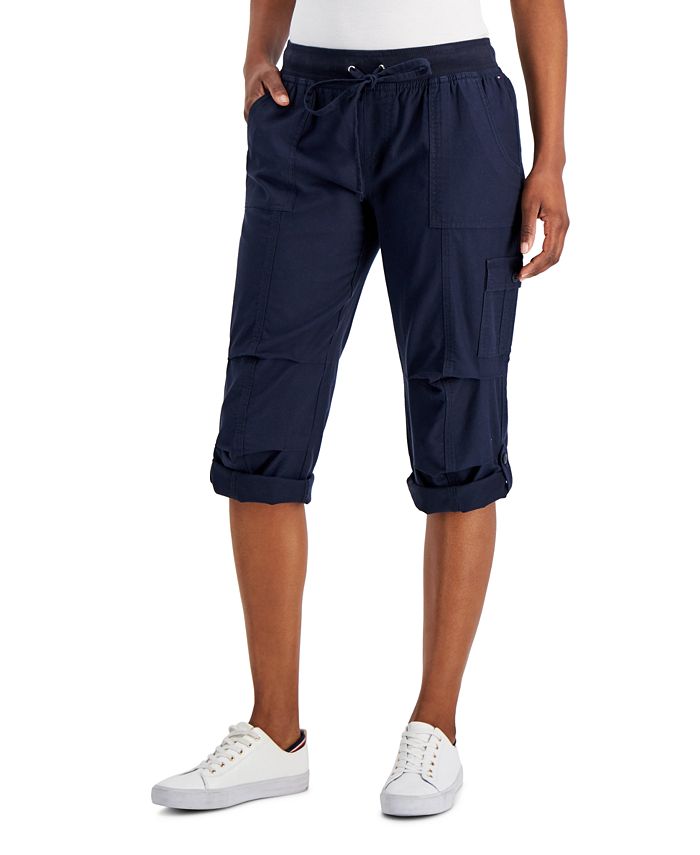 Women's Solid Cropped Cargo Pants