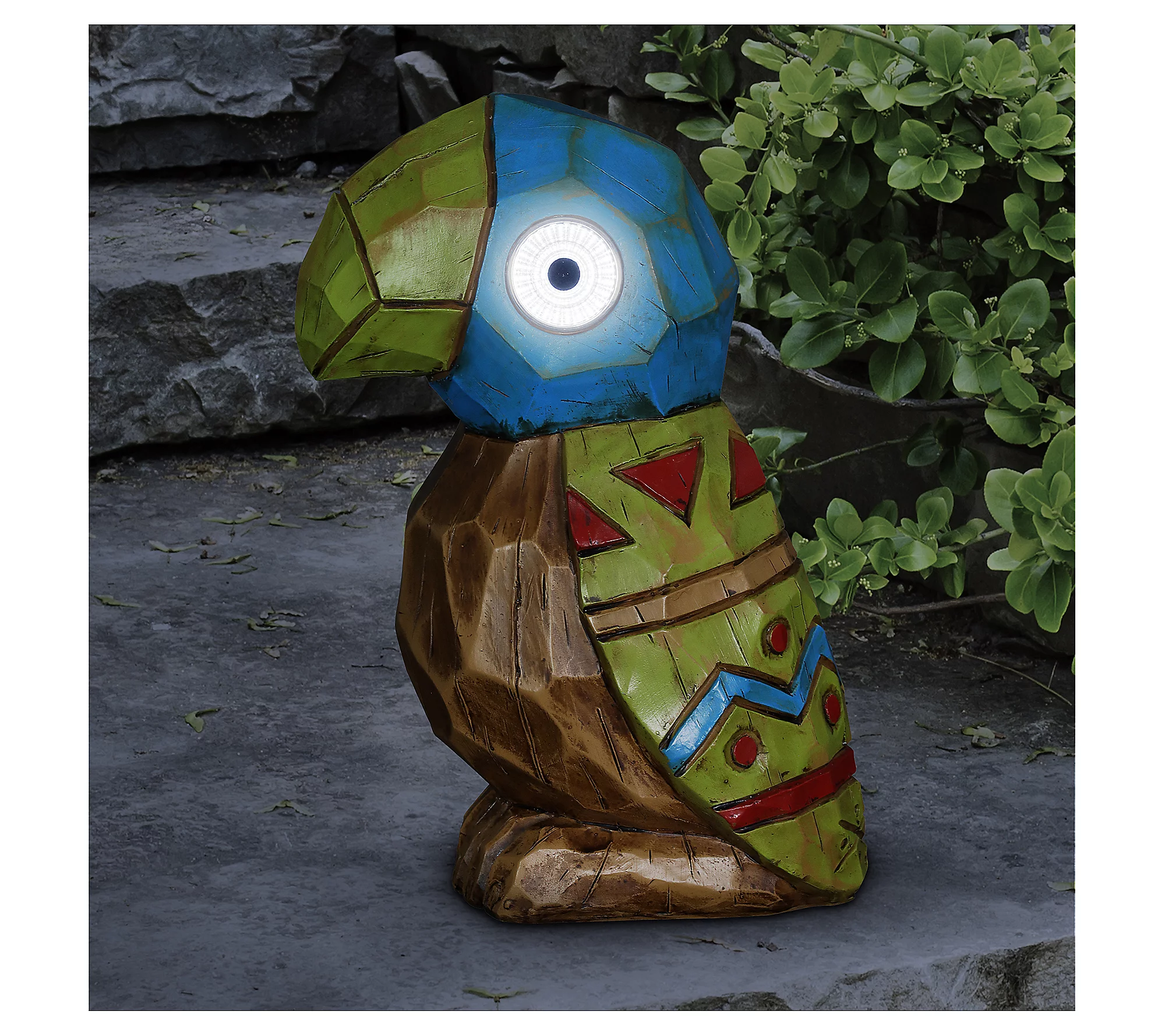 Exhart Solar Tiki Parrot Statue