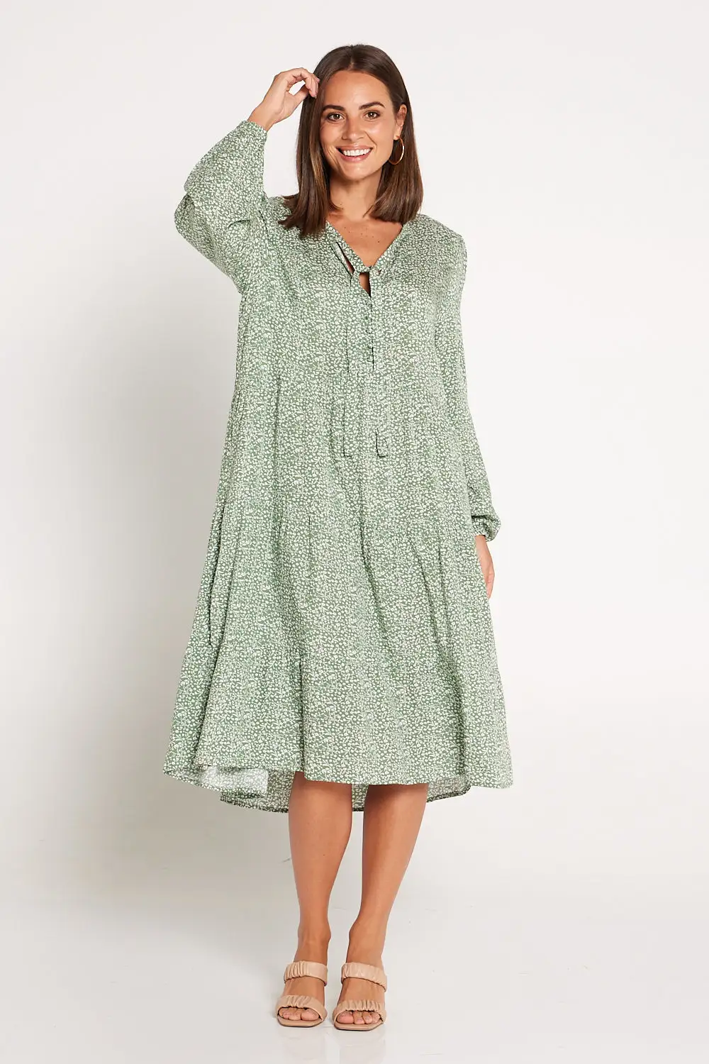 Everly Dress - Sage Ditsy Floral