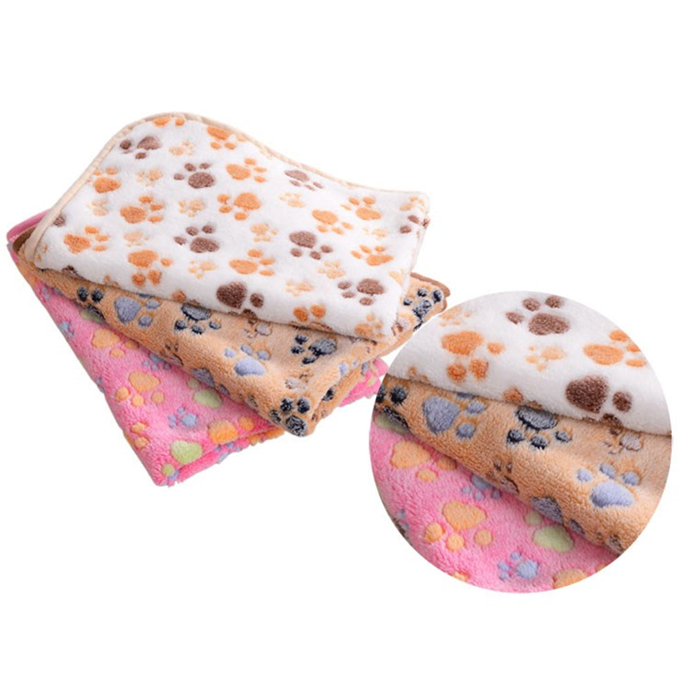 Dog Cat Bed Mat Warm Sleep Puppy Blanket Pet Cushion Kitten Fleece Blanket Paw Cushion 60x40CM(Brown)