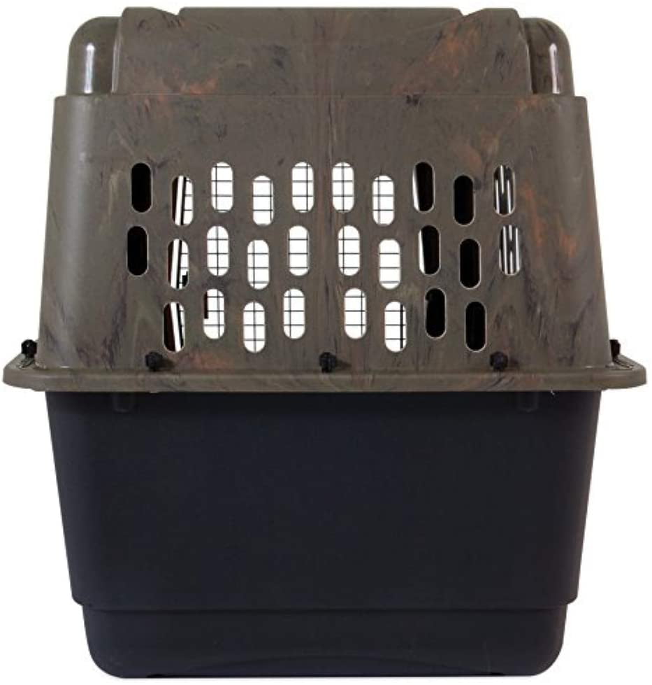 Ruffmaxx Plastic Dog Kennel， Tan and Green Top， Black Base， 32 inch (30-50 Pound)