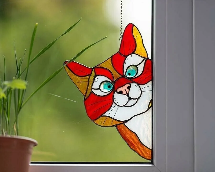 🔥 BIG SALE - 40% OFF🔥🔥Hot Sale-😻Handmade Stain Cat Suncatcher For Window