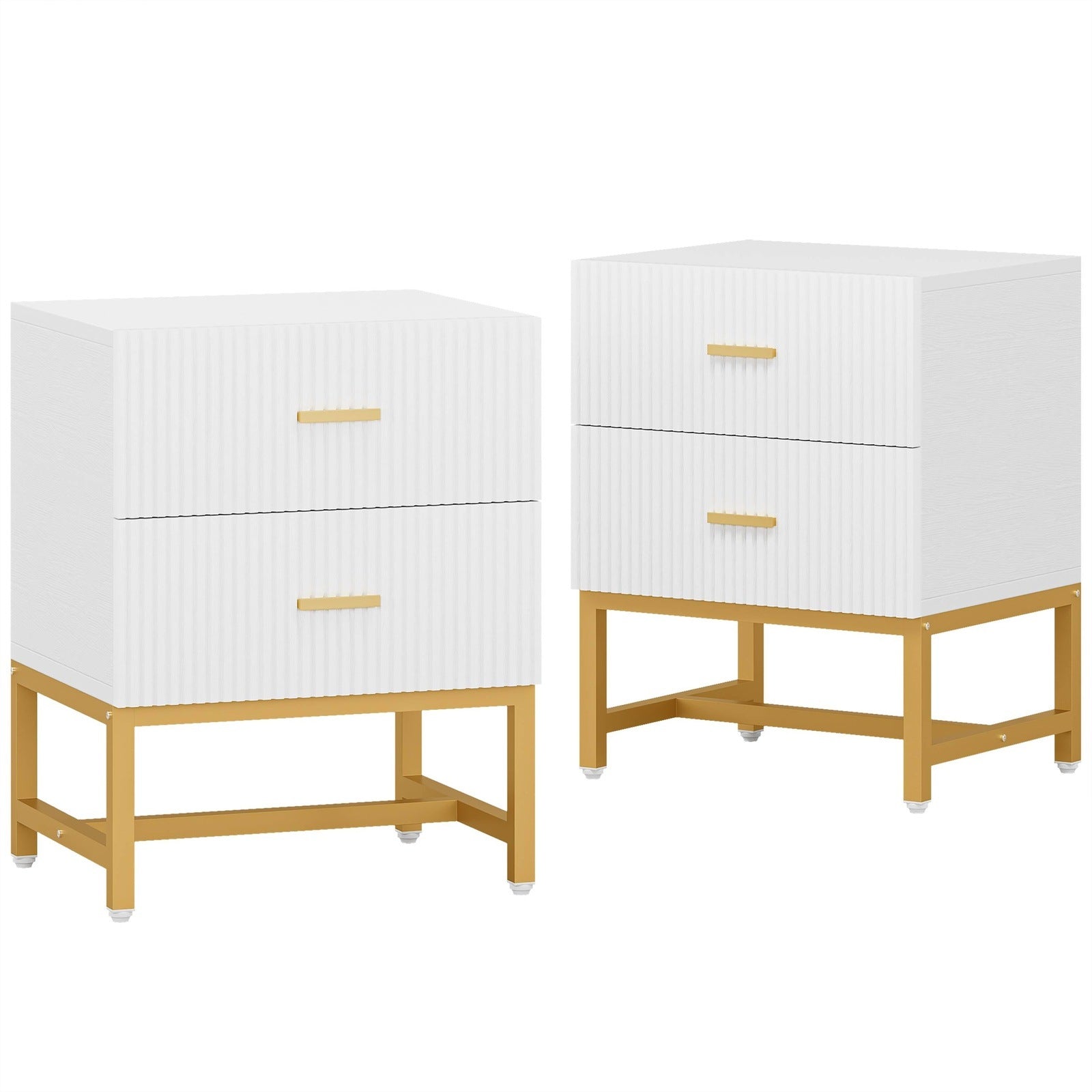 2-Drawer Nightstand, Modern Bedside End Table with Storage