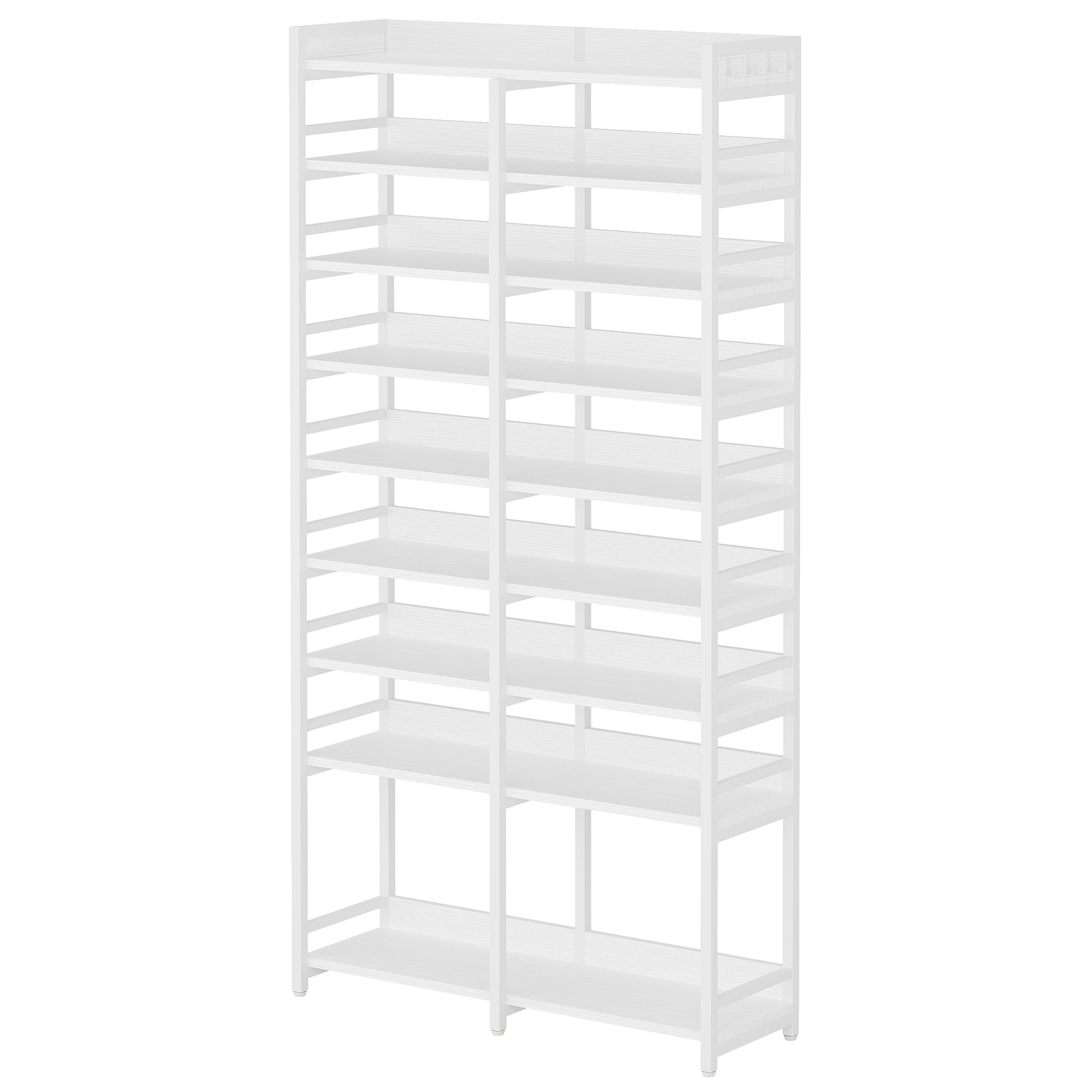 9-Tier Shoe Rack, 36 Pairs Shoe Storage Shelf with Side Hooks