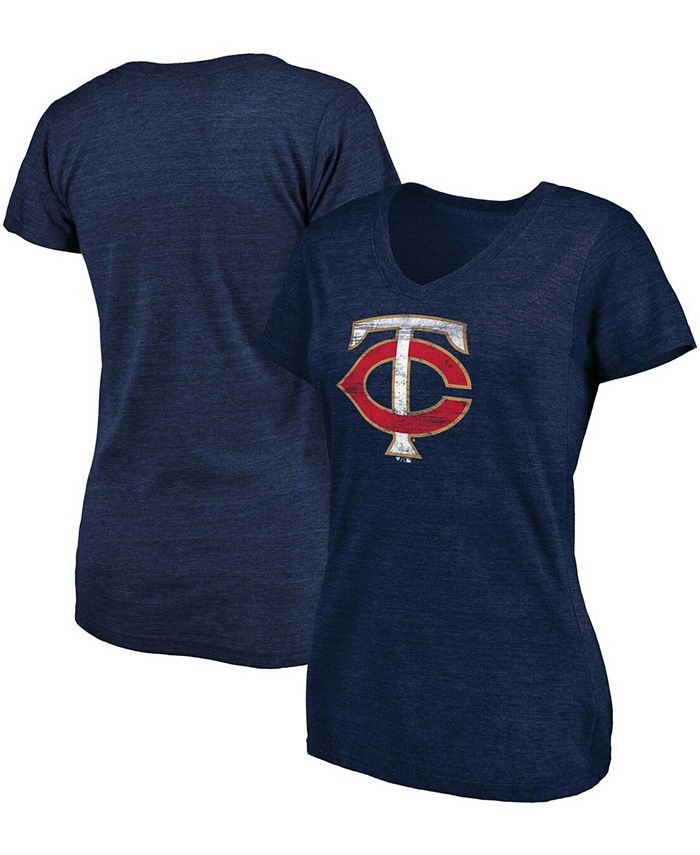 Women's Heathered Navy Minnesota Twins Core Weathered Tri-Blend V-Neck T-shirt