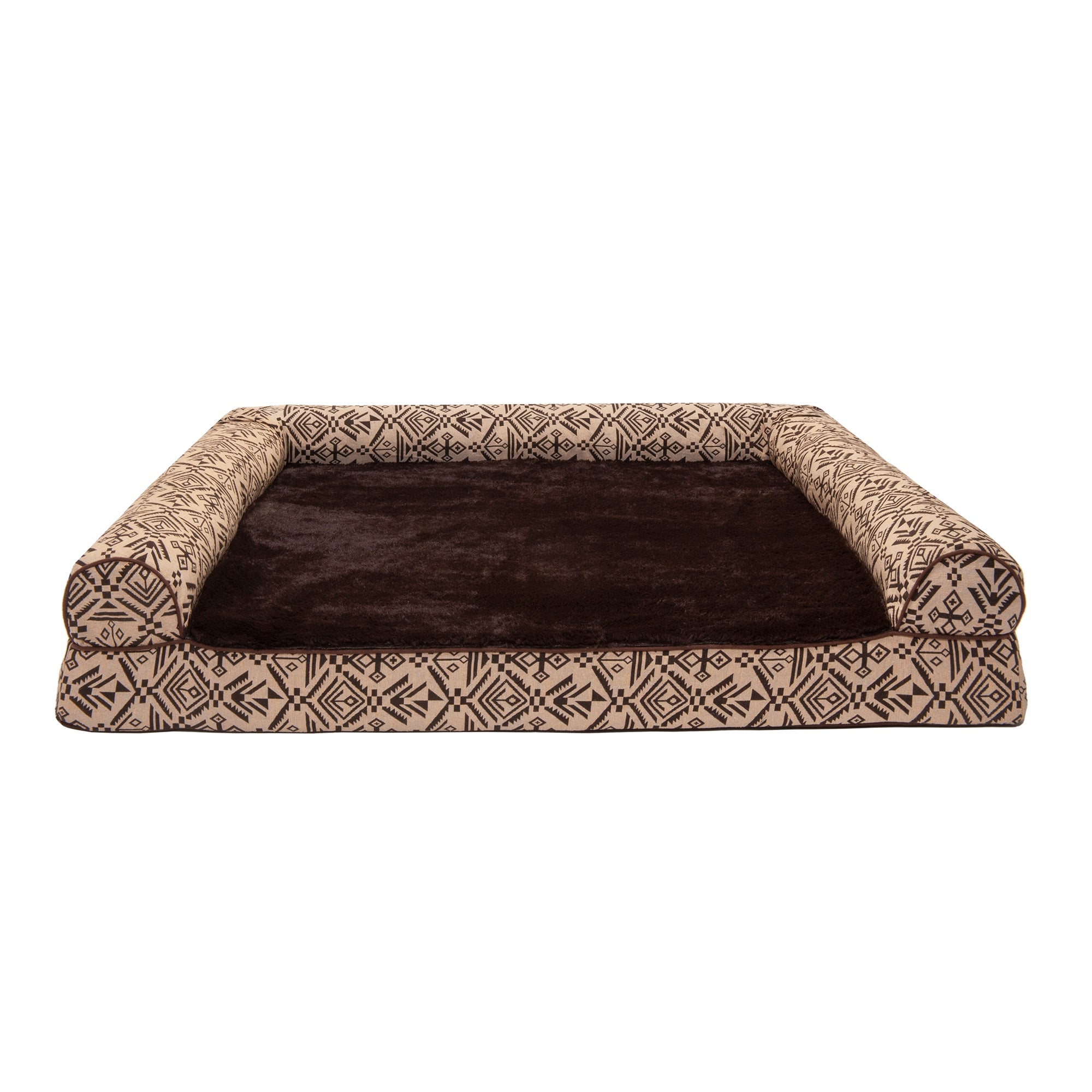 FurHaven | Orthopedic Southwest Kilim Sofa Pet Bed for Dogs and Cats， Desert Brown， Jumbo