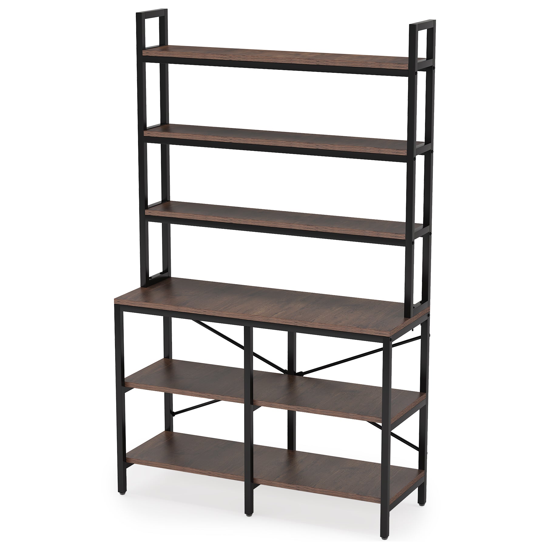 6-Tier Bookshelf, Industrial Etagere Bookcase Storage Rack