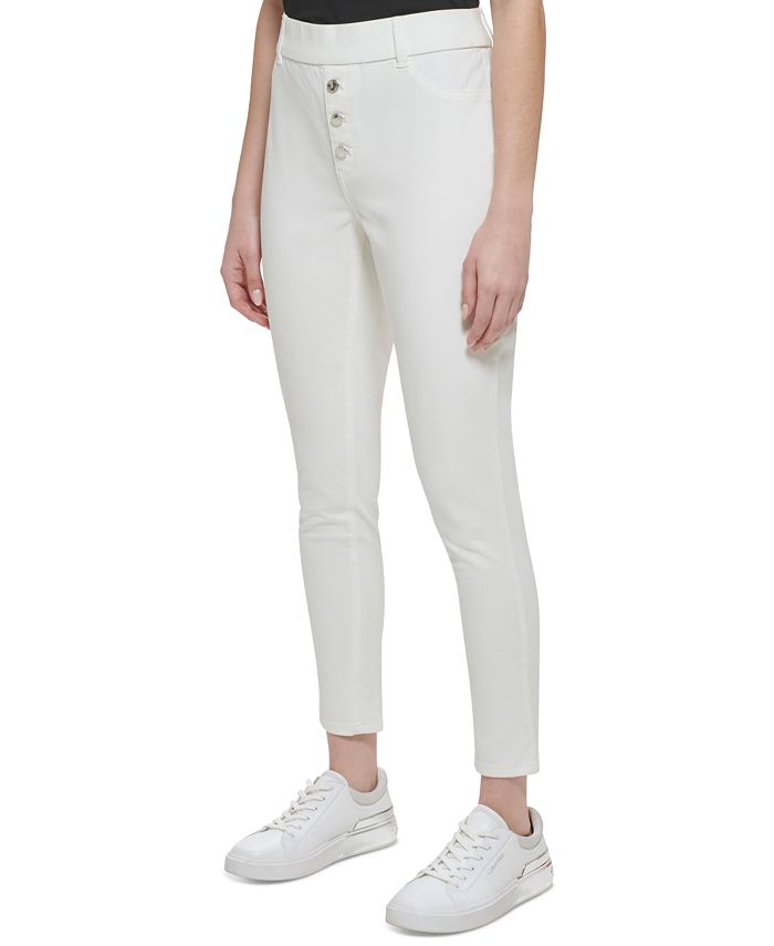 Women's Pull-On Faux-Button-Fly Skinny Pants