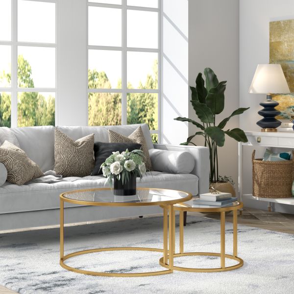 Watson Round Nested Coffee Table in Brass