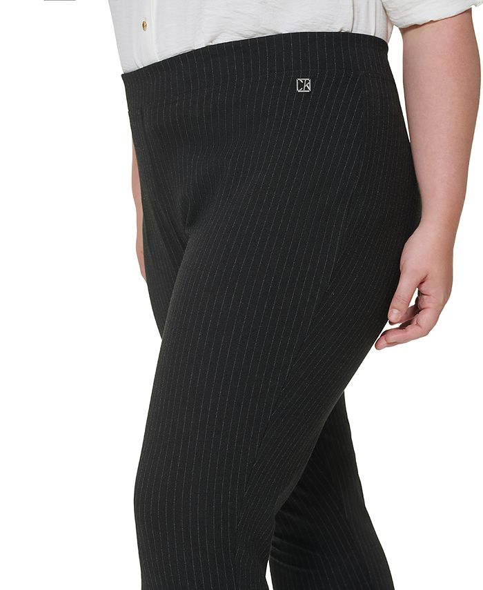 Plus Size Pinstripe Pull-On Pants