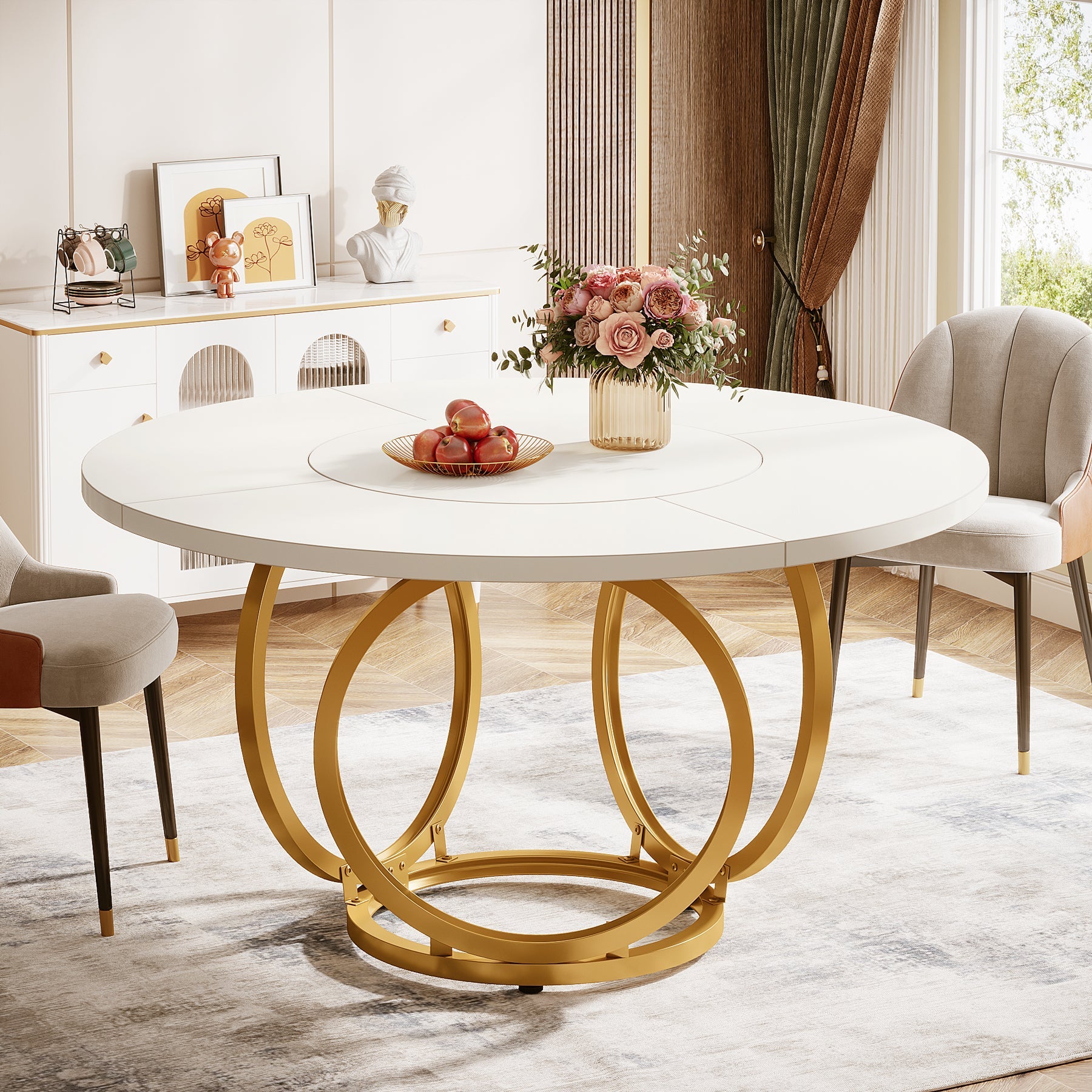 Round Dining Table for 4, Modern 47