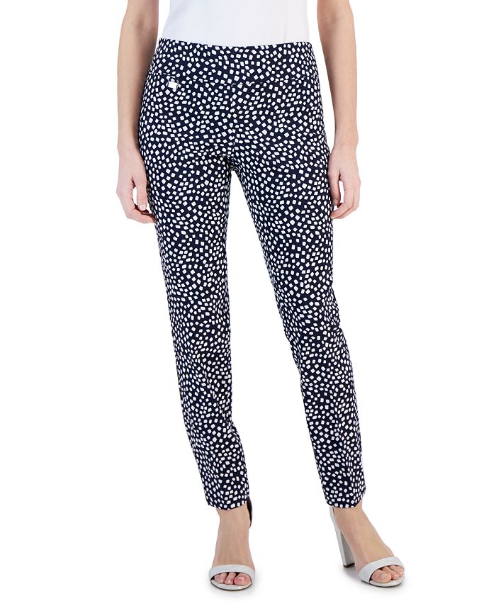 Petite Printed Pull-On Pants， Created for Macy's