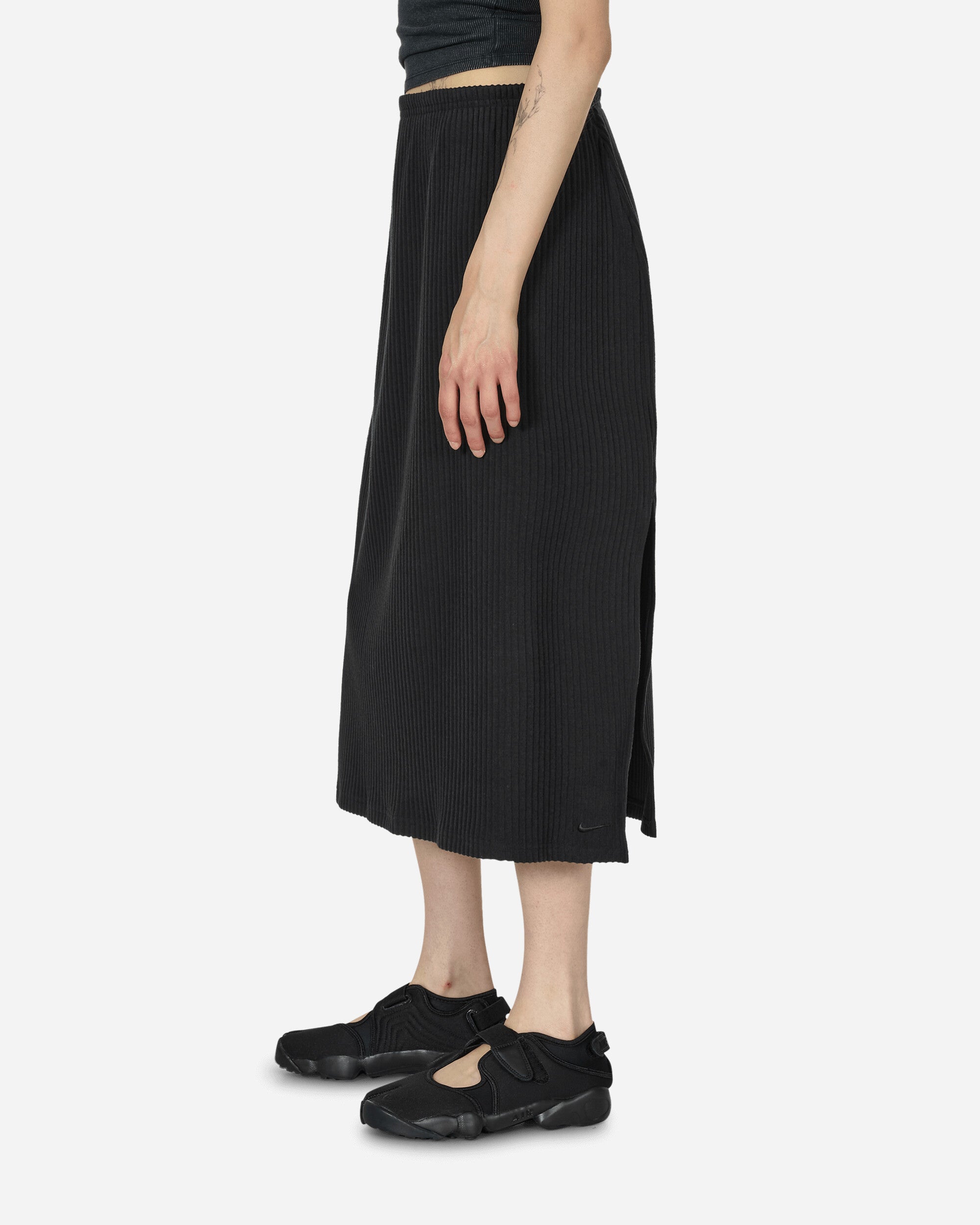 Chill Knit Ribbed Midi Skirt Black