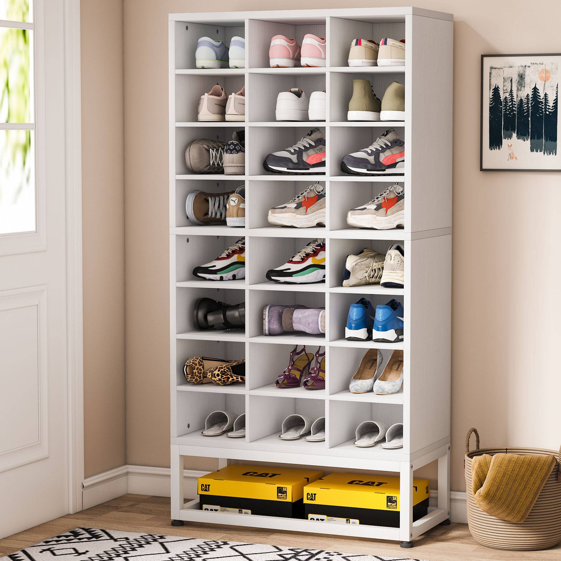 Freestanding Shoe Cabinet, 8-Tier Shoe Storage Rack with 24 Cubbies