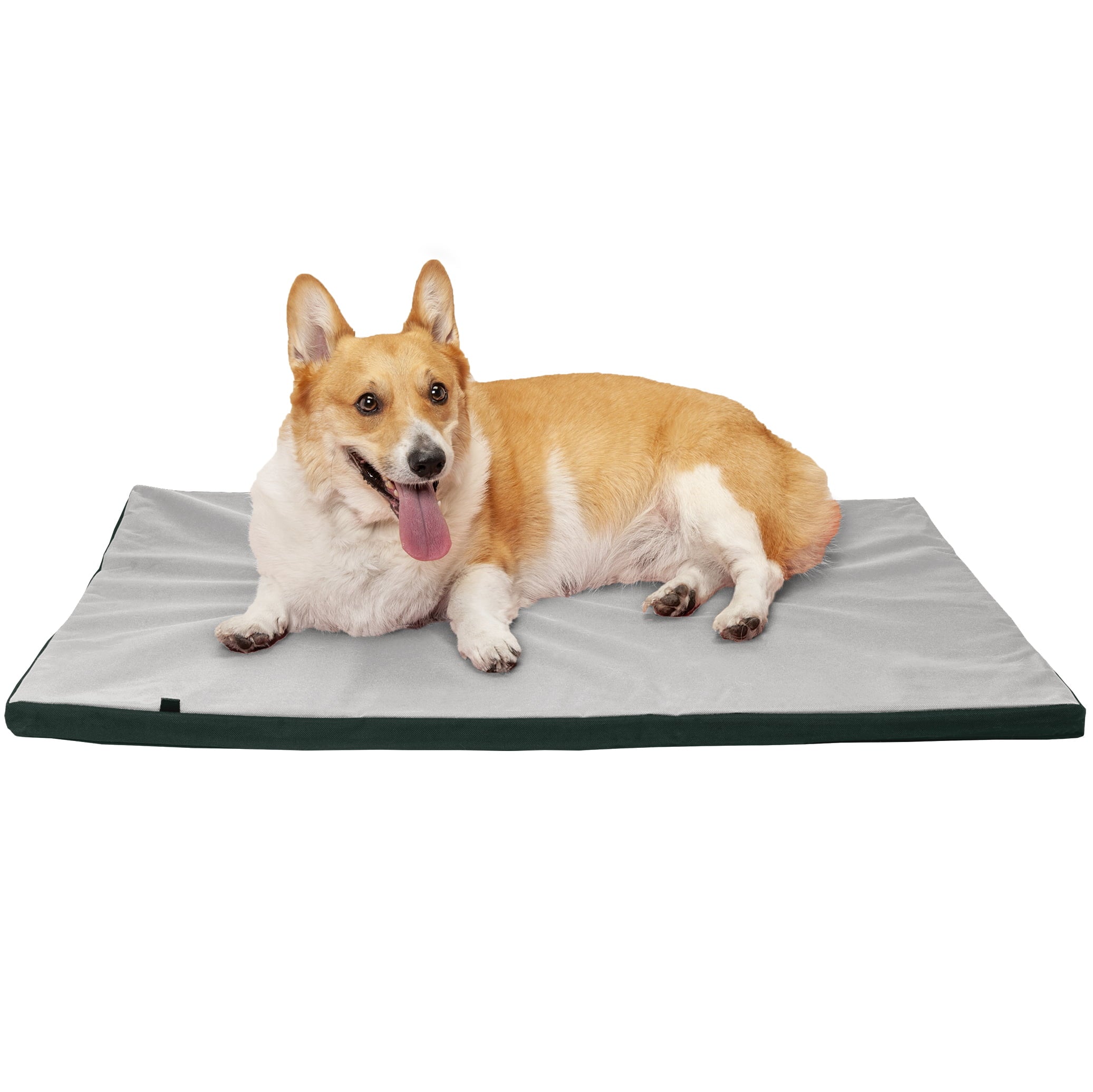 FurHaven Pet Kennel Pad | Reversible Two-Tone Water-Resistant Crate or Kennel Pad Pet Bed for Dogs and Cats， Green/Gray， Large