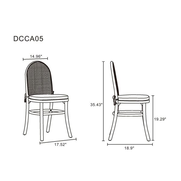 Paragon Dining Chair 1.0 with Grey Cushions in Black and Cane - Set of 2