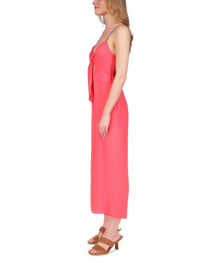 Women's Sleeveless Solid Crepe Self-Tie Jumpsuit