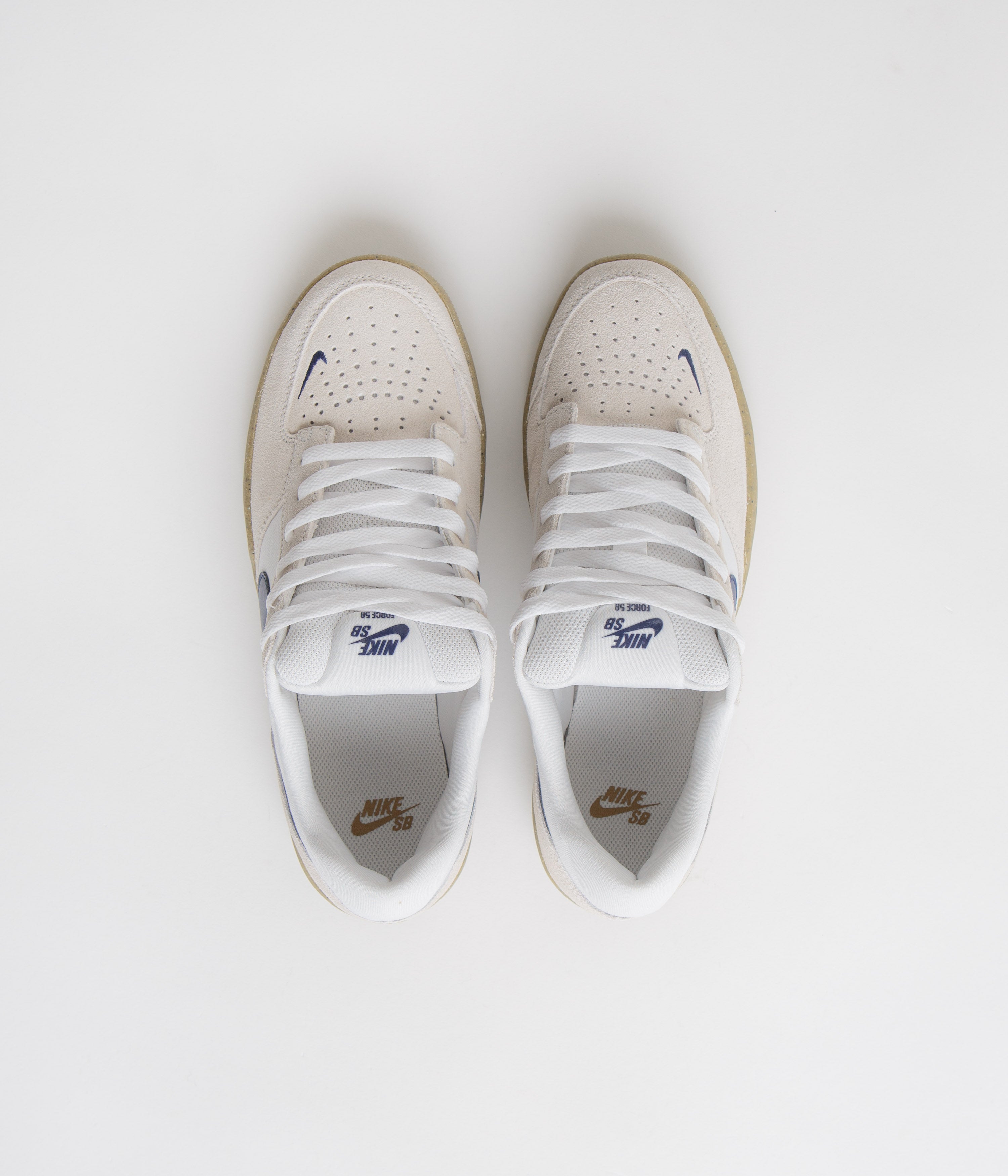 Nike SB Force 58 Shoes - White / Navy - White - Gum Light Brown