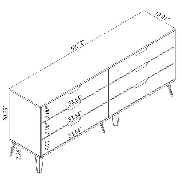 Rockefeller 6-Drawer Double Low Dresser in White