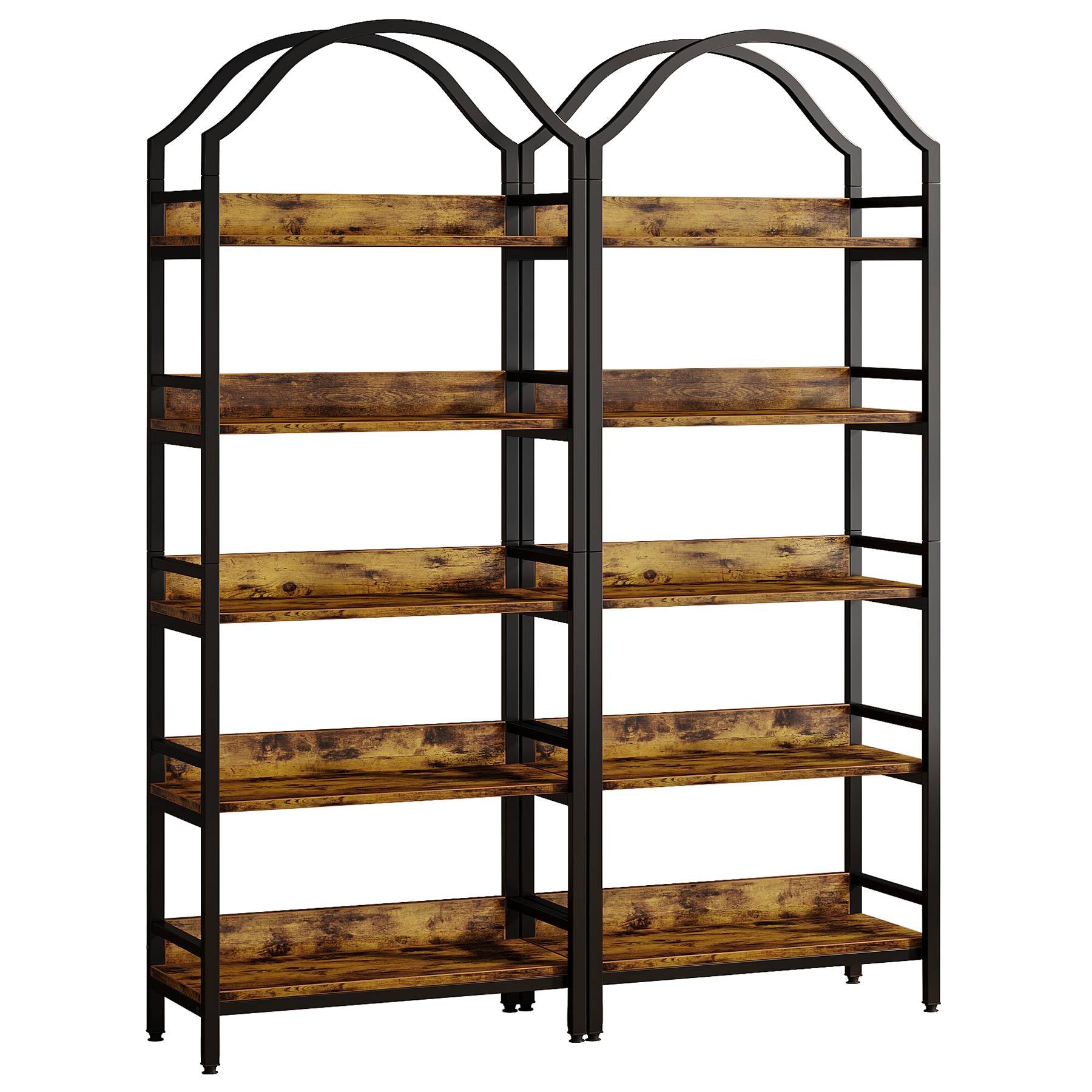 5-Tier Bookshelf, Industrial Arched Bookcase 73