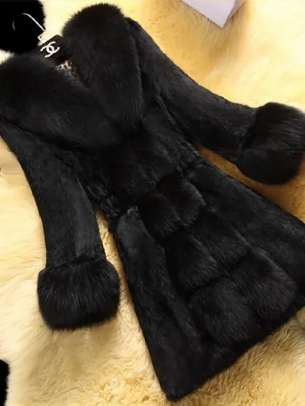 Women's black fur parka