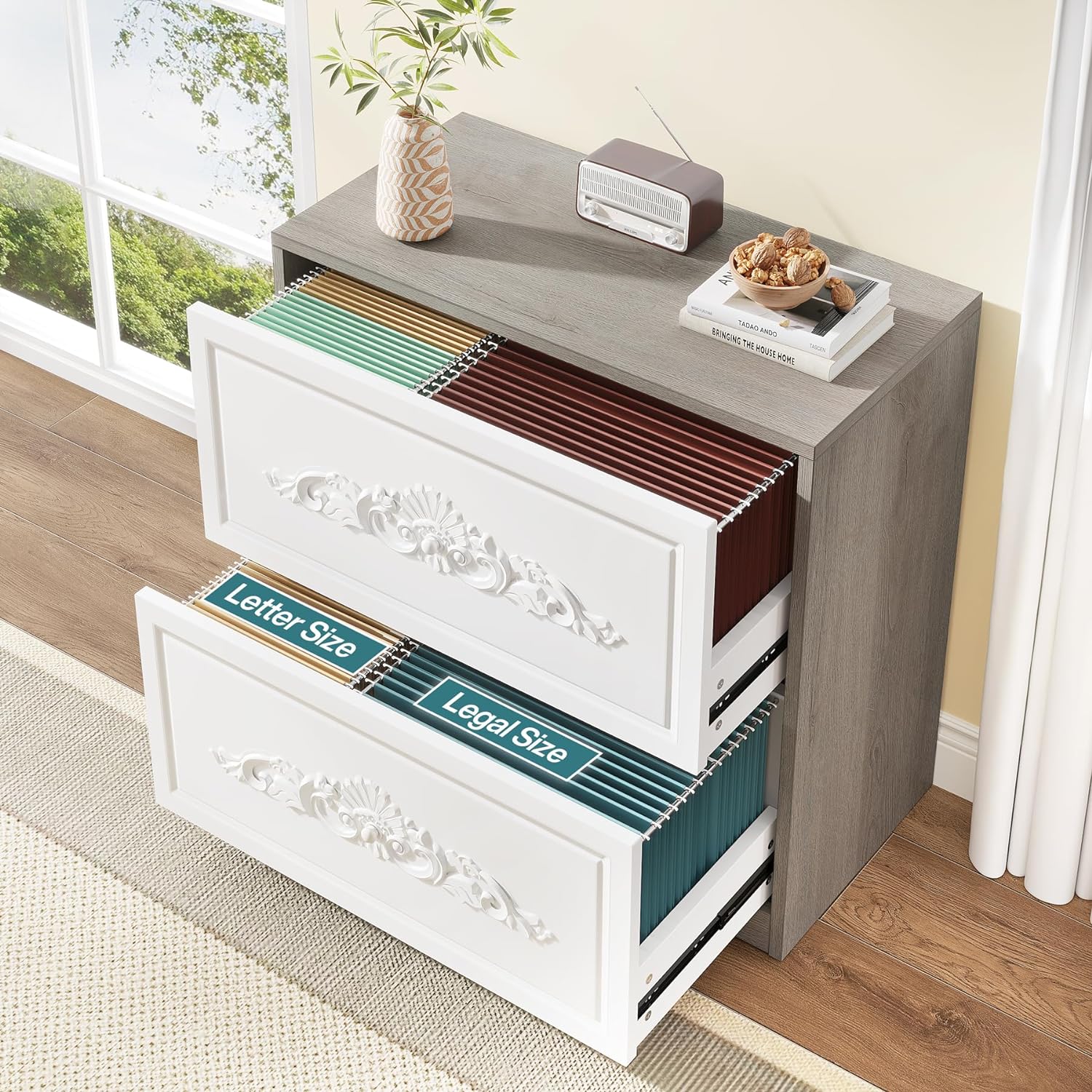 Wood File Cabinet Storage Cabinet with 2-Drawer for A4/Letter/Legal Size