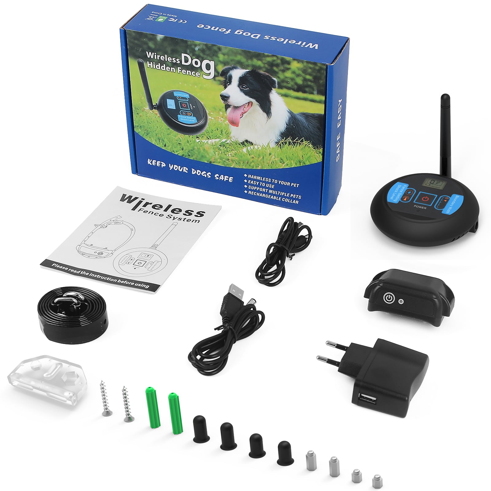 Wodondog Wireless Dog Invisible Fence for 1 Dog Signal Coverage Diameter 400M， Electric Fence and Containment System