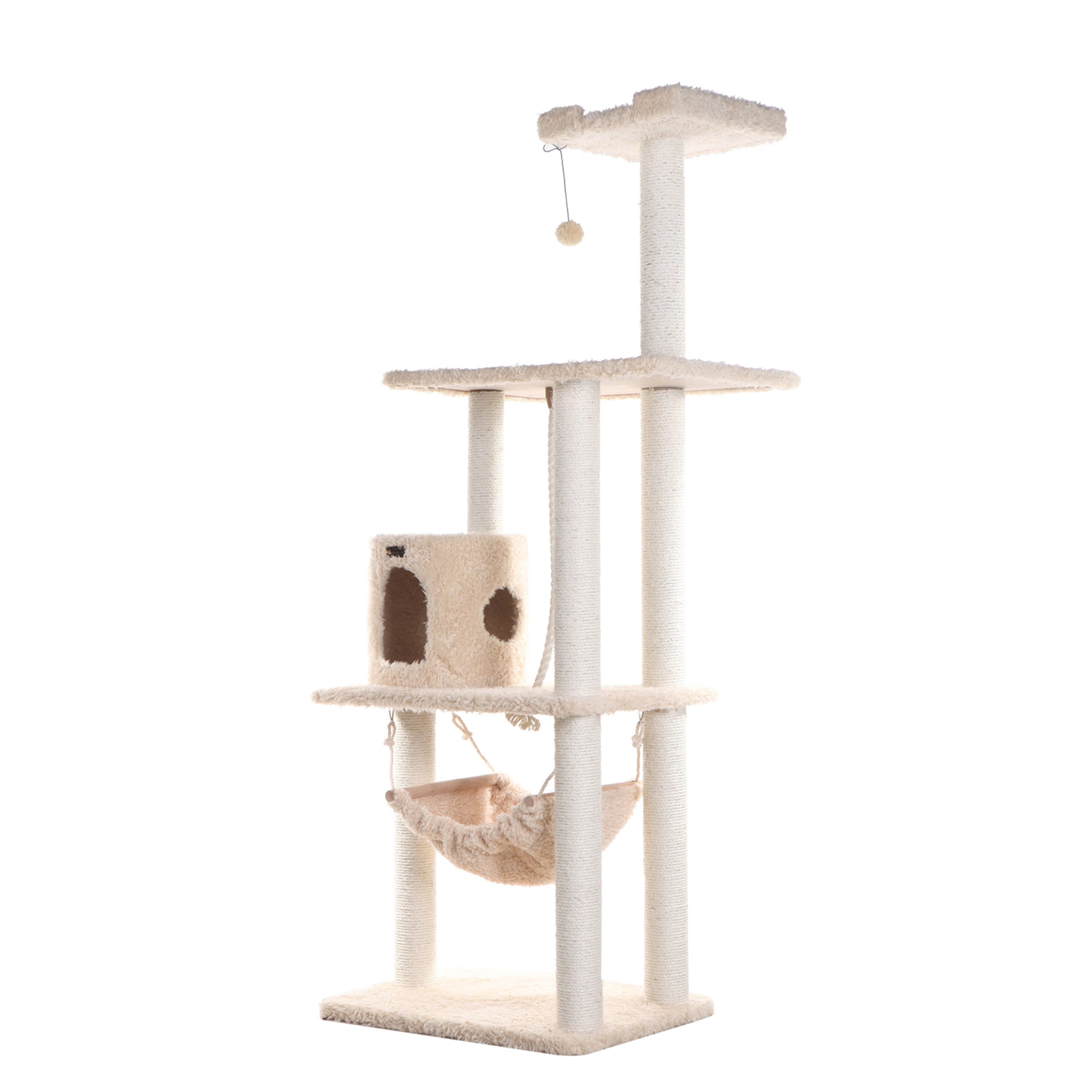 Armarkat 70-in real wood Cat Furniture，Ultra thick Faux Fur Covered Cat Condo House A7005， Beige