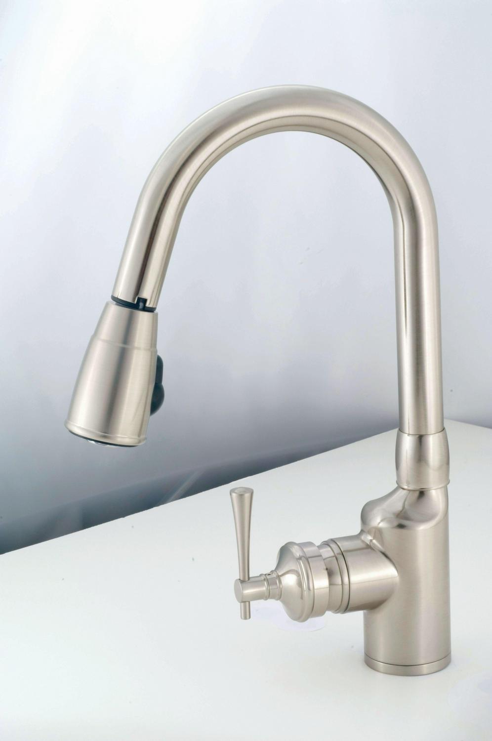 American Brass SL2000N Brushed Nickel Metal Single Hole Pull Down Kitchen Faucet