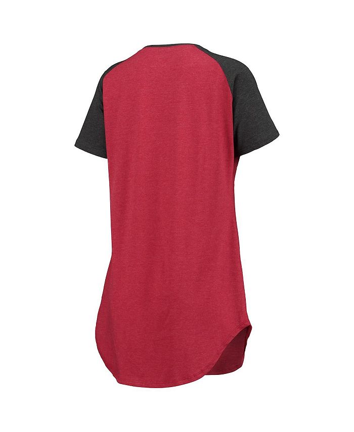 Women's Crimson， Charcoal Alabama Crimson Tide Raglan V-Neck Nightshirt