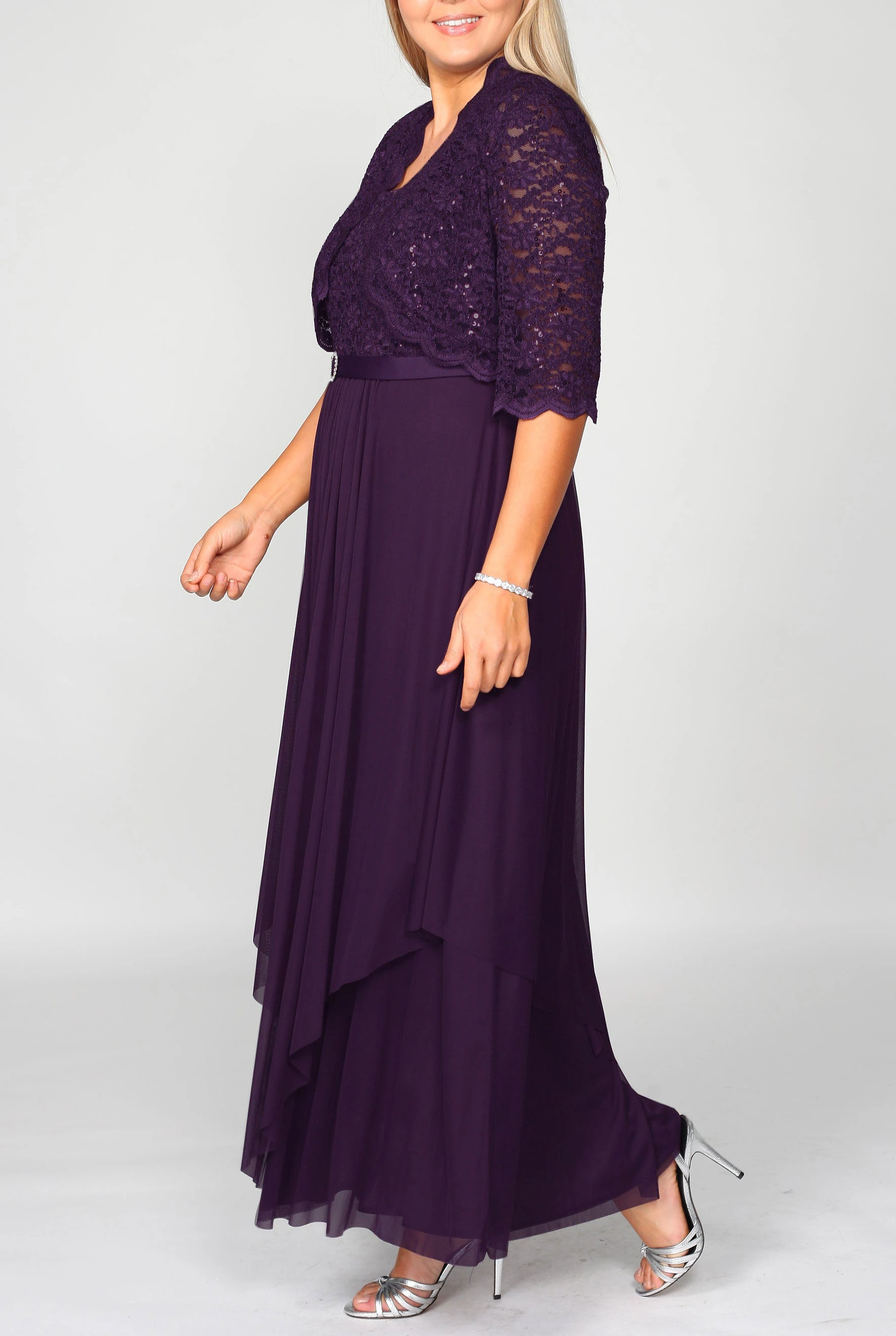 Plus Size Mother of The Bride Jacket Maxi Dress