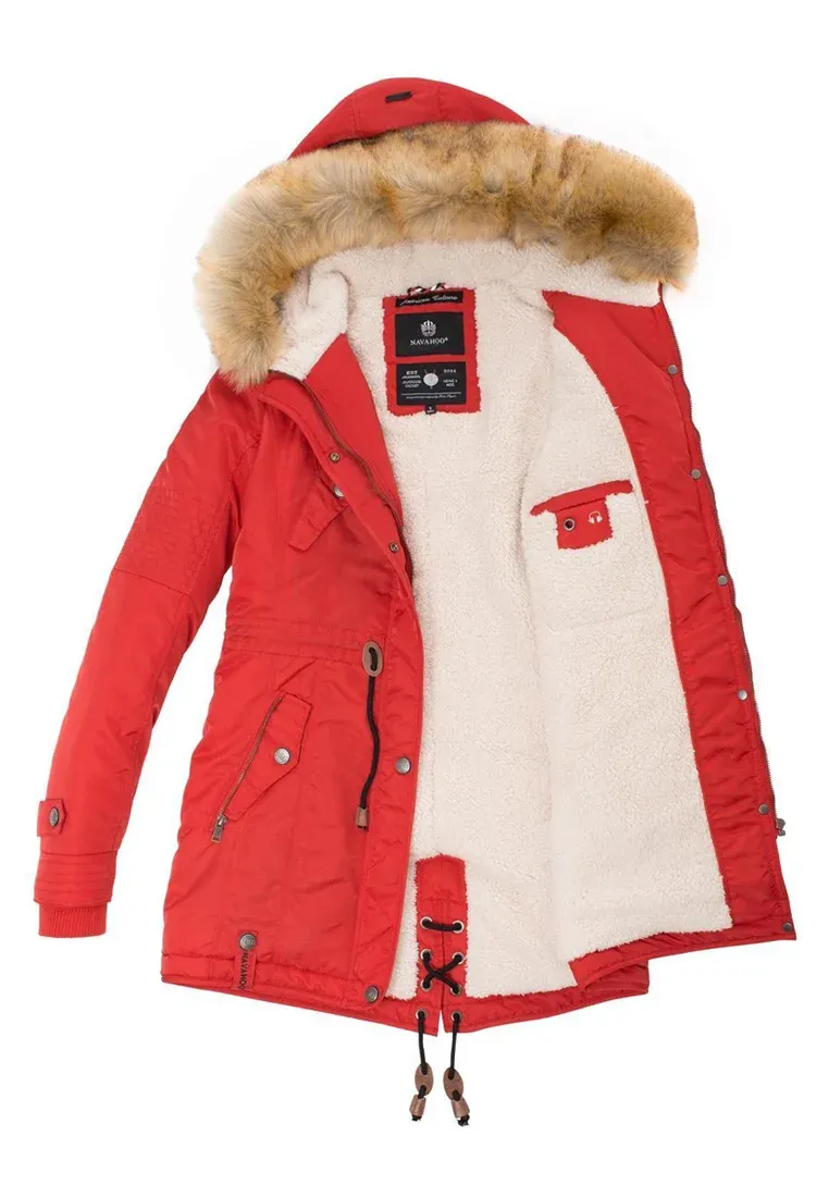 Women's padded parka coat Red wine