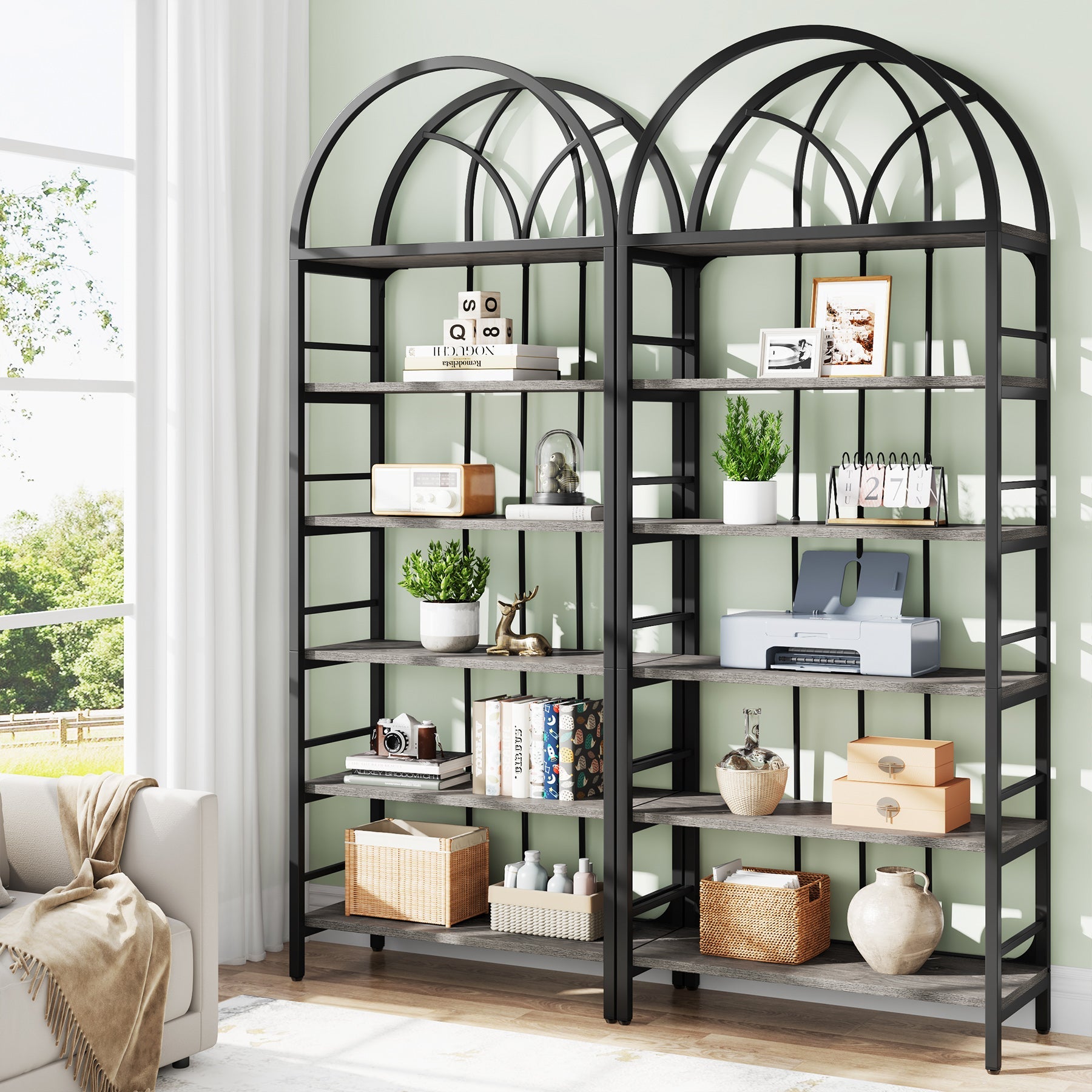 6-Tier Arched Bookshelf, 78.7