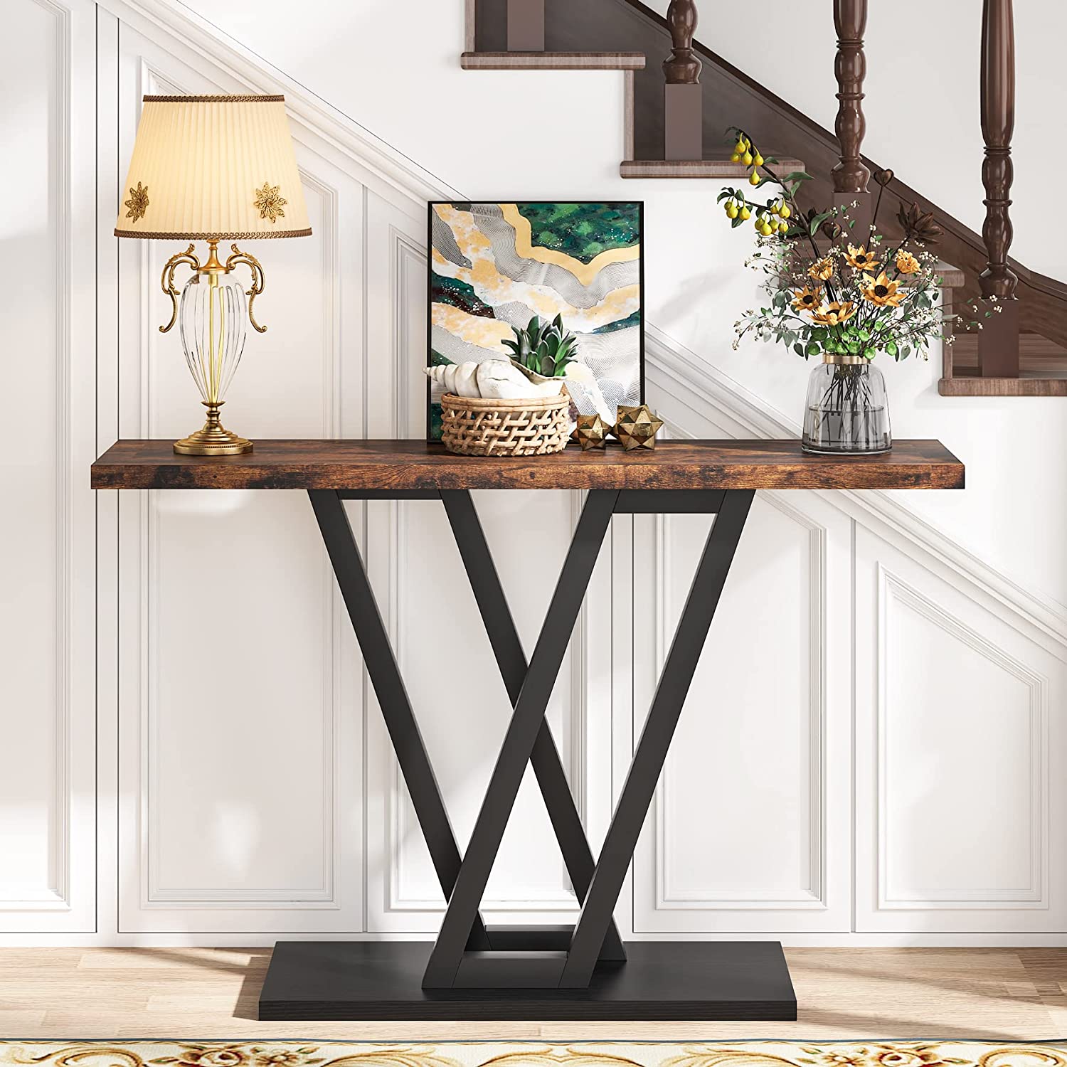 43 Inch Console Table, Industrial Entryway Hallway Table