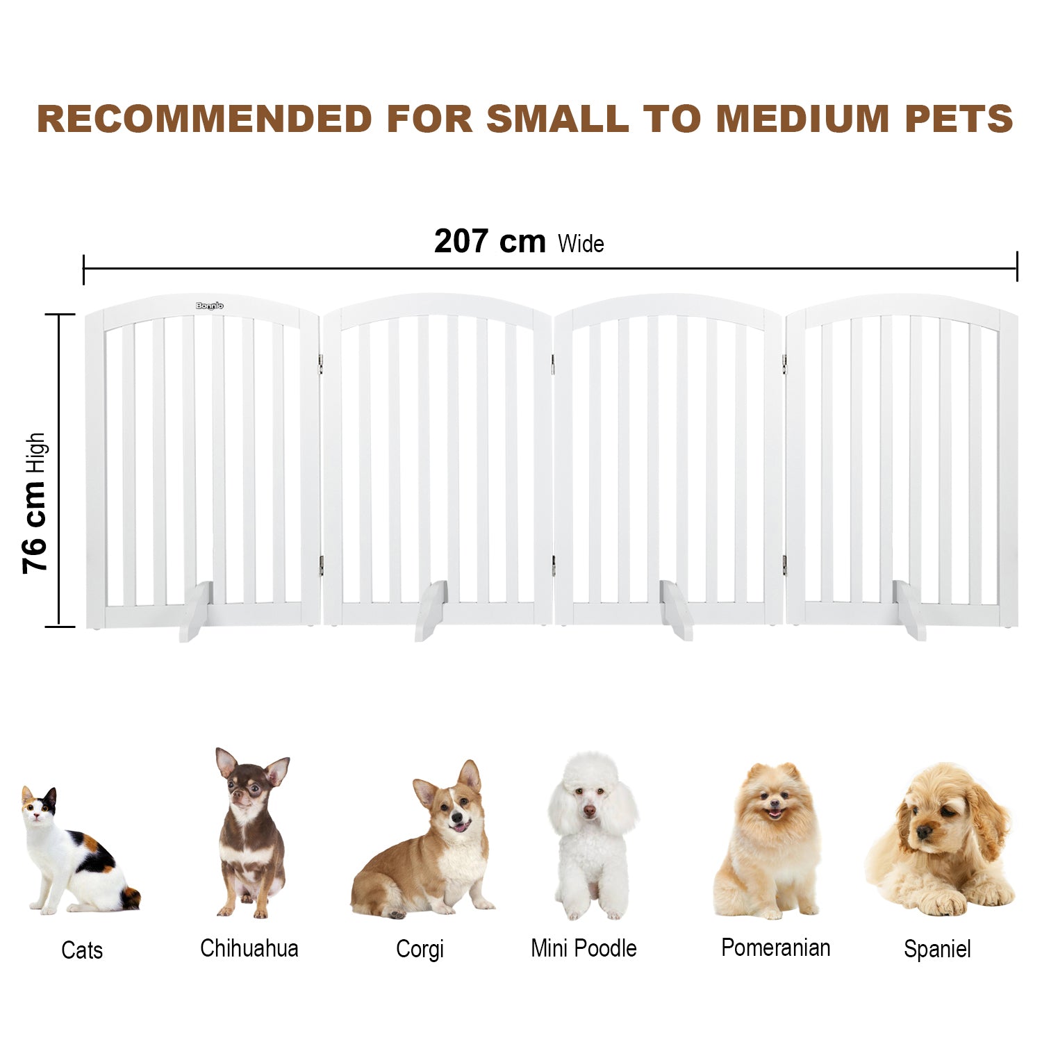 VINGLI 30” Tall Free Standing Pet Gates for Doorways， 4 Panel Folding Dog Gates for The House Extra Wide