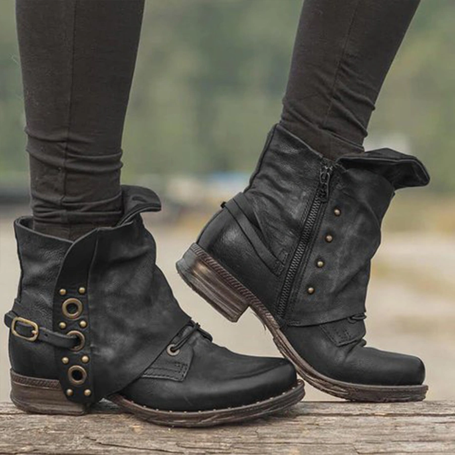 Plain Round Toe Date Outdoor Flat Boots
