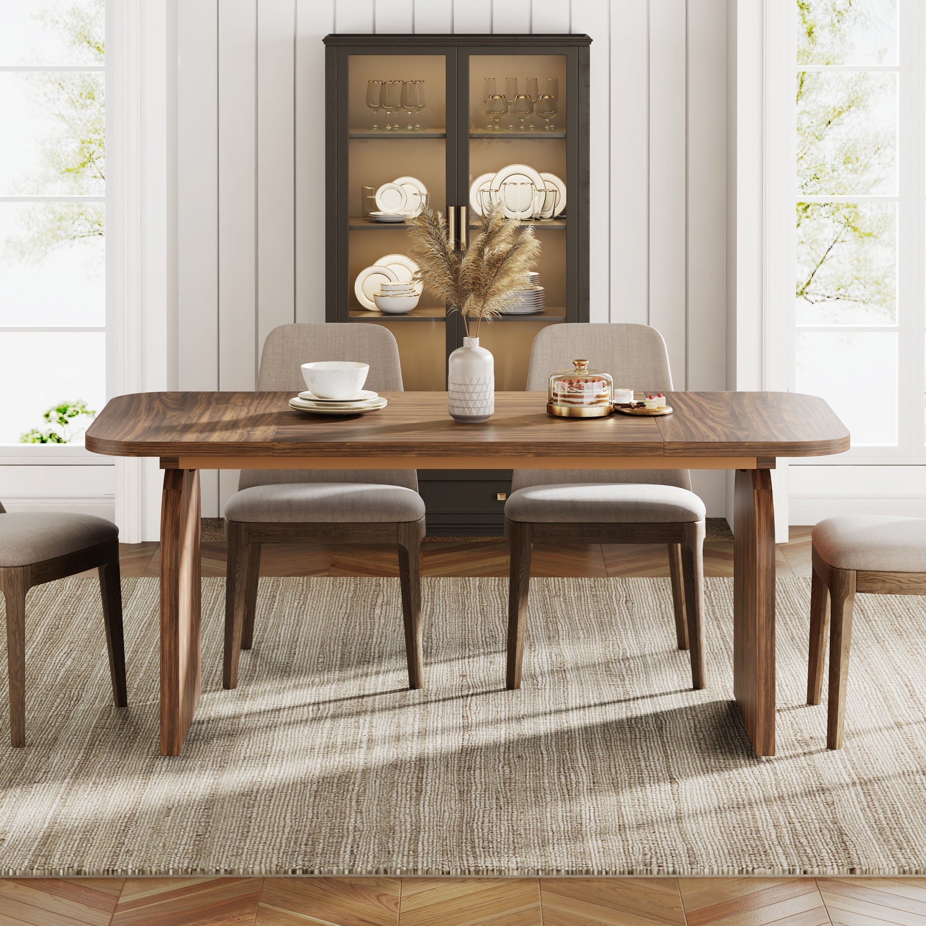 63-Inch Rectangular Dining Table Thick Laminated Tabletop for 4-6 Person