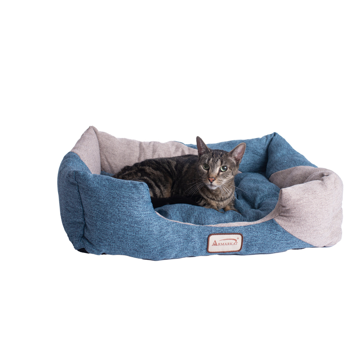 Armarkat Cat Bed Model C47， navy blue and beige