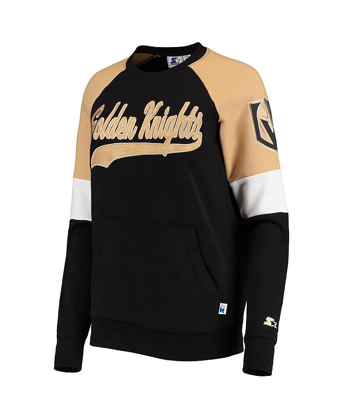 Women's Black and Gold Vegas Golden Knights Playmaker Raglan Pullover Sweatshirt