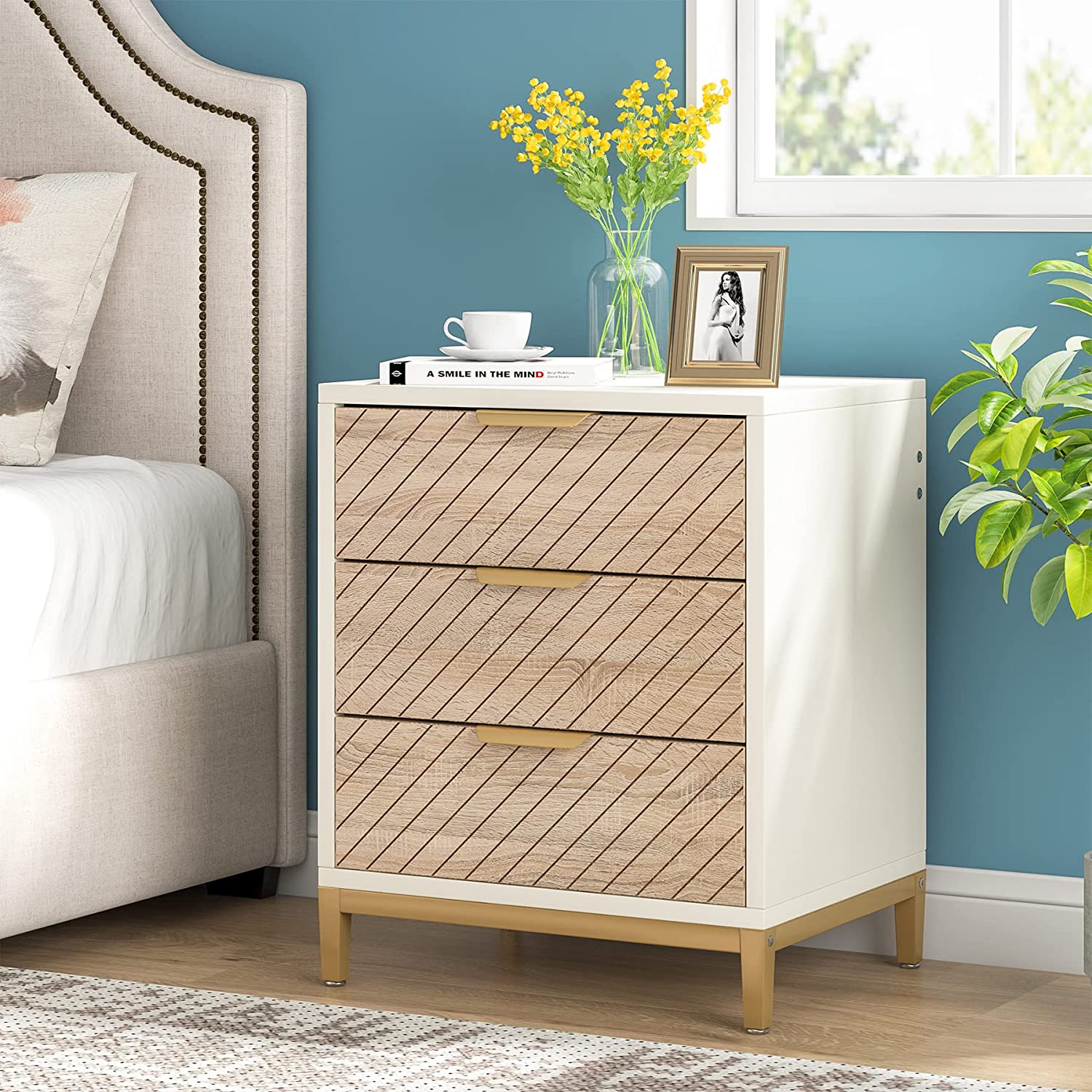 3-Drawer Nightstand Bedside End Table for Bedroom