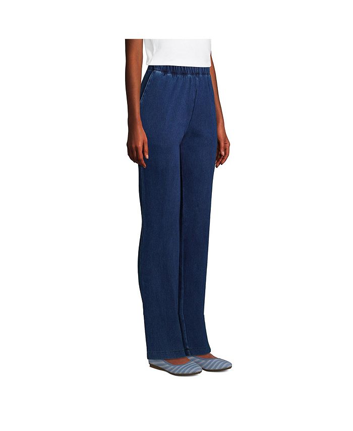 Women's Tall Sport Knit Denim High Rise Elastic Waist Pull On Pants