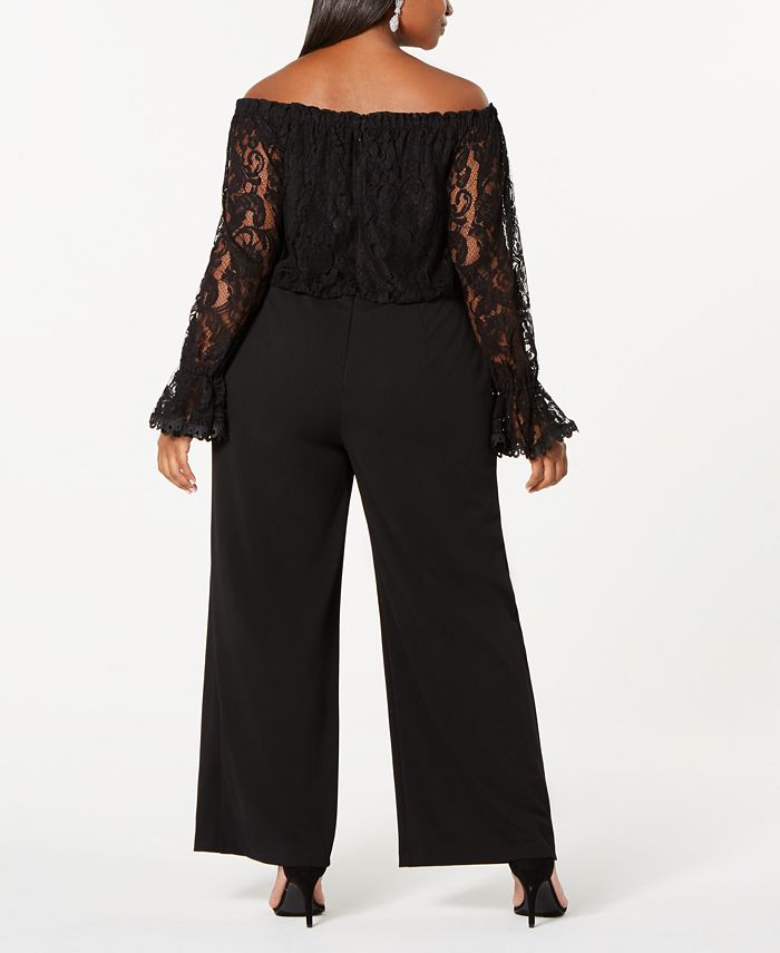 Plus Size Off-The-Shoulder Lace Jumpsuit