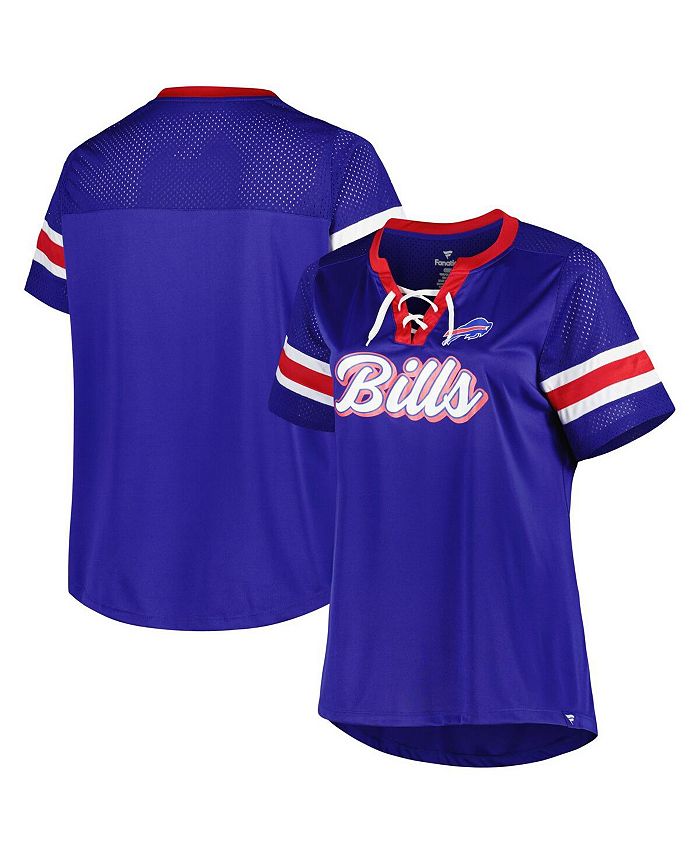 Women's Branded Royal Buffalo Bills Plus Size Original State Lace-Up T-shirt