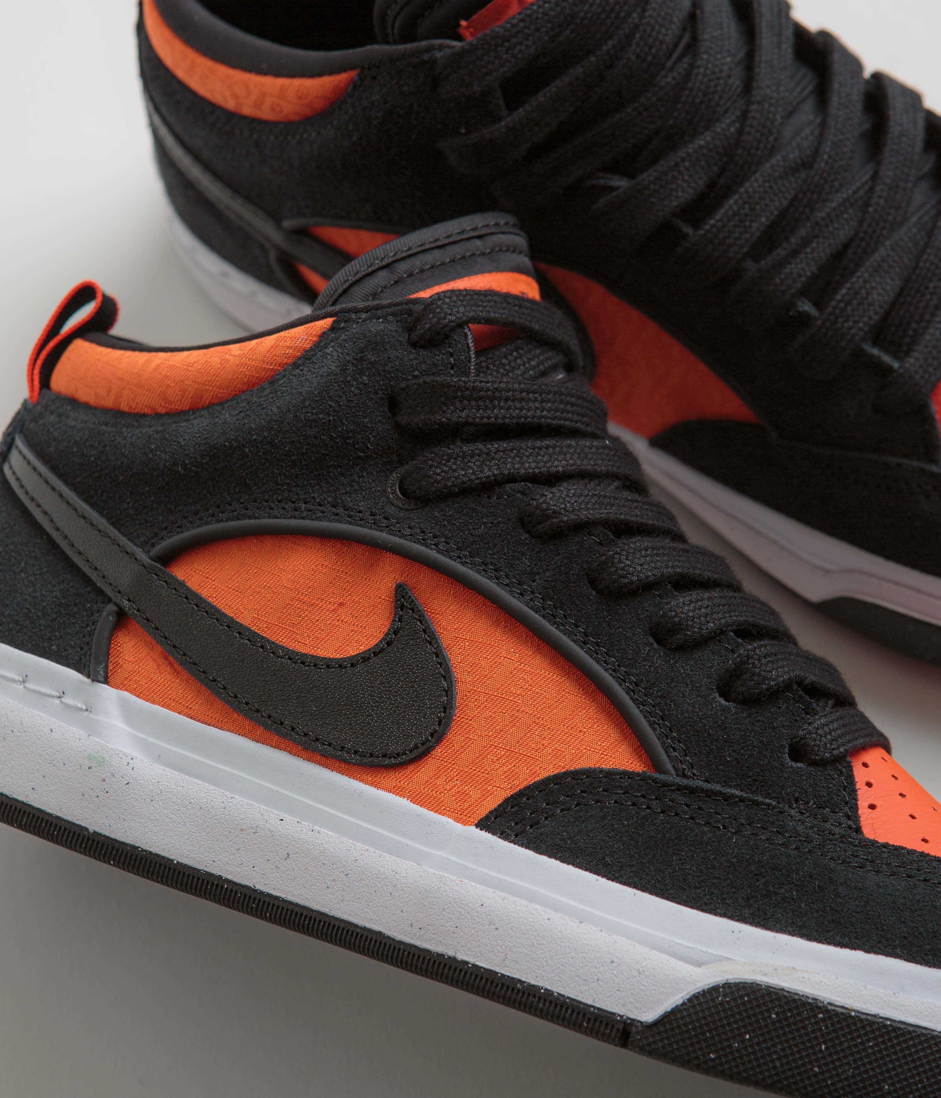 Nike SB React Leo Shoes - Black / Black - Orange - Electro Orange