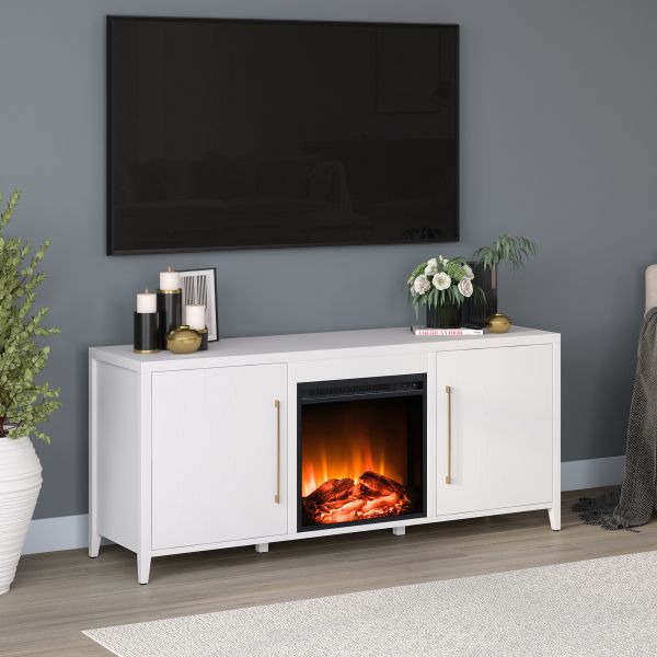 Jasper Rectangular TV Stand with Log Fireplace for TV's up to 65